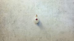 Antique Imperial White Jade Ruby Gold Egg Pendant by Anders Nevalainen