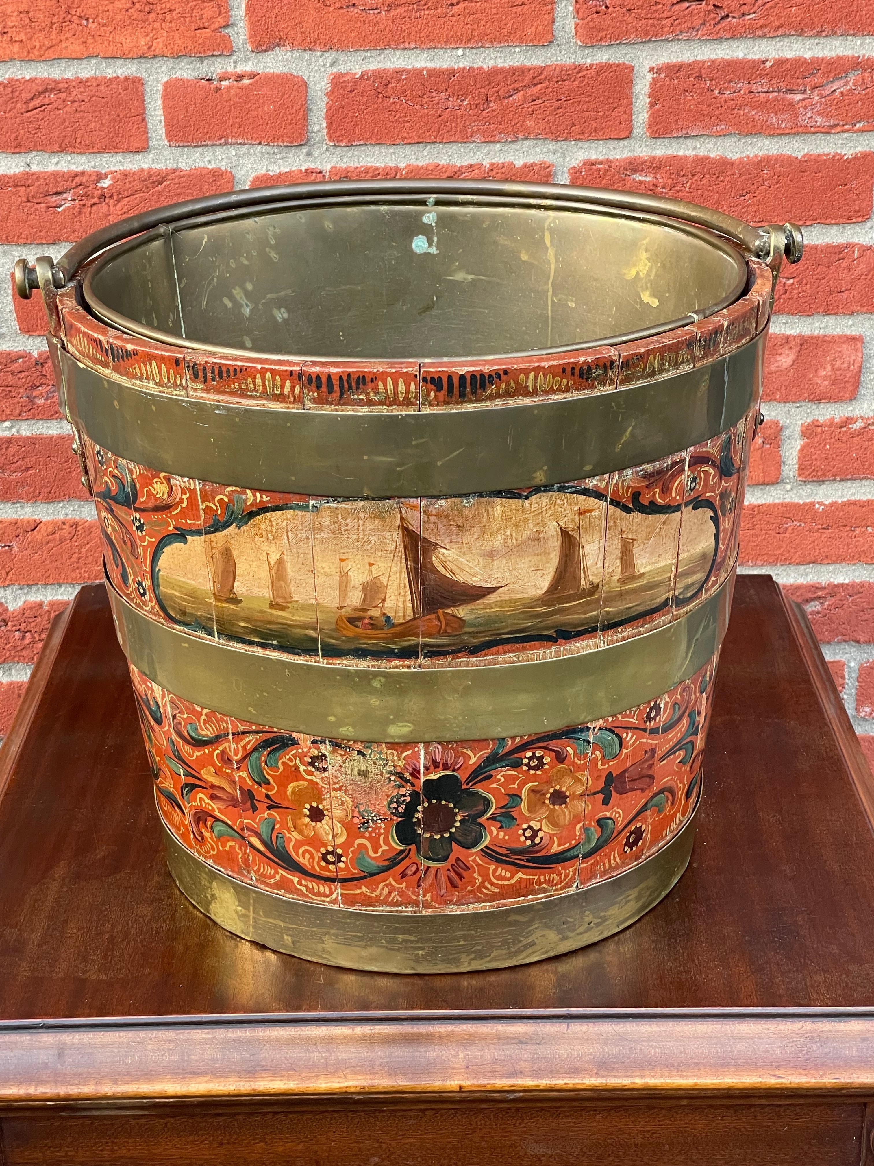 Handcrafted, rare and important 'tea bucket', early 1800s.

For a museum quality, ultra rare and pure Dutch Folk Art antique from the early to mid 1800s there is always room in your home or collection. This marvelous and all handcrafted tea-bucket