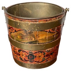 Antique & Important Dutch Hindeloopen Hand Painted Folk Art Tea Bucket w. Liner
