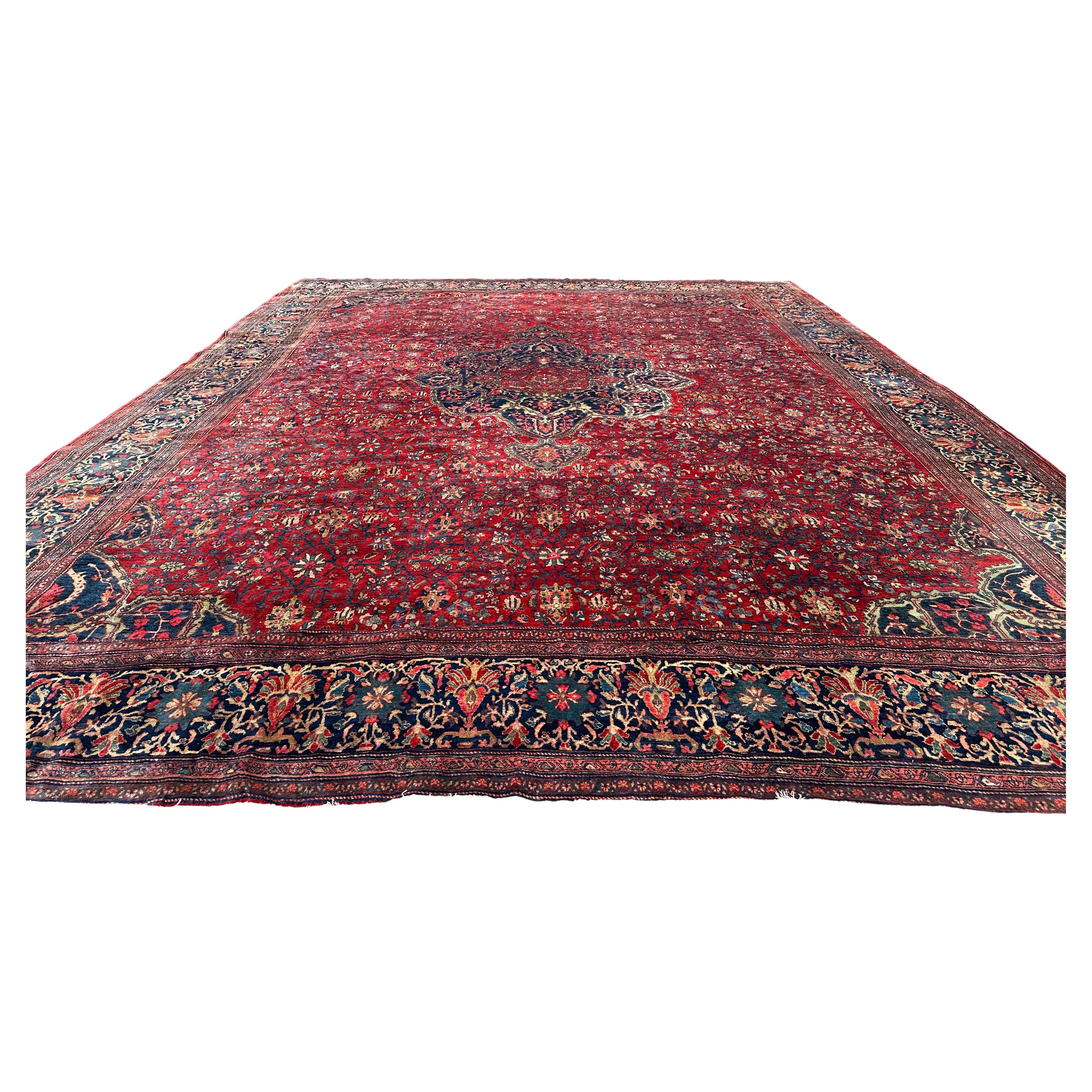 Ancien tapis persan Sarugh Farahan, vers 1900