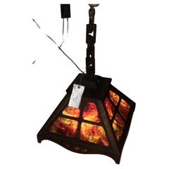 Antique Important Stained Glass Chandelier by J.B. Brown - Stickley era - W6053