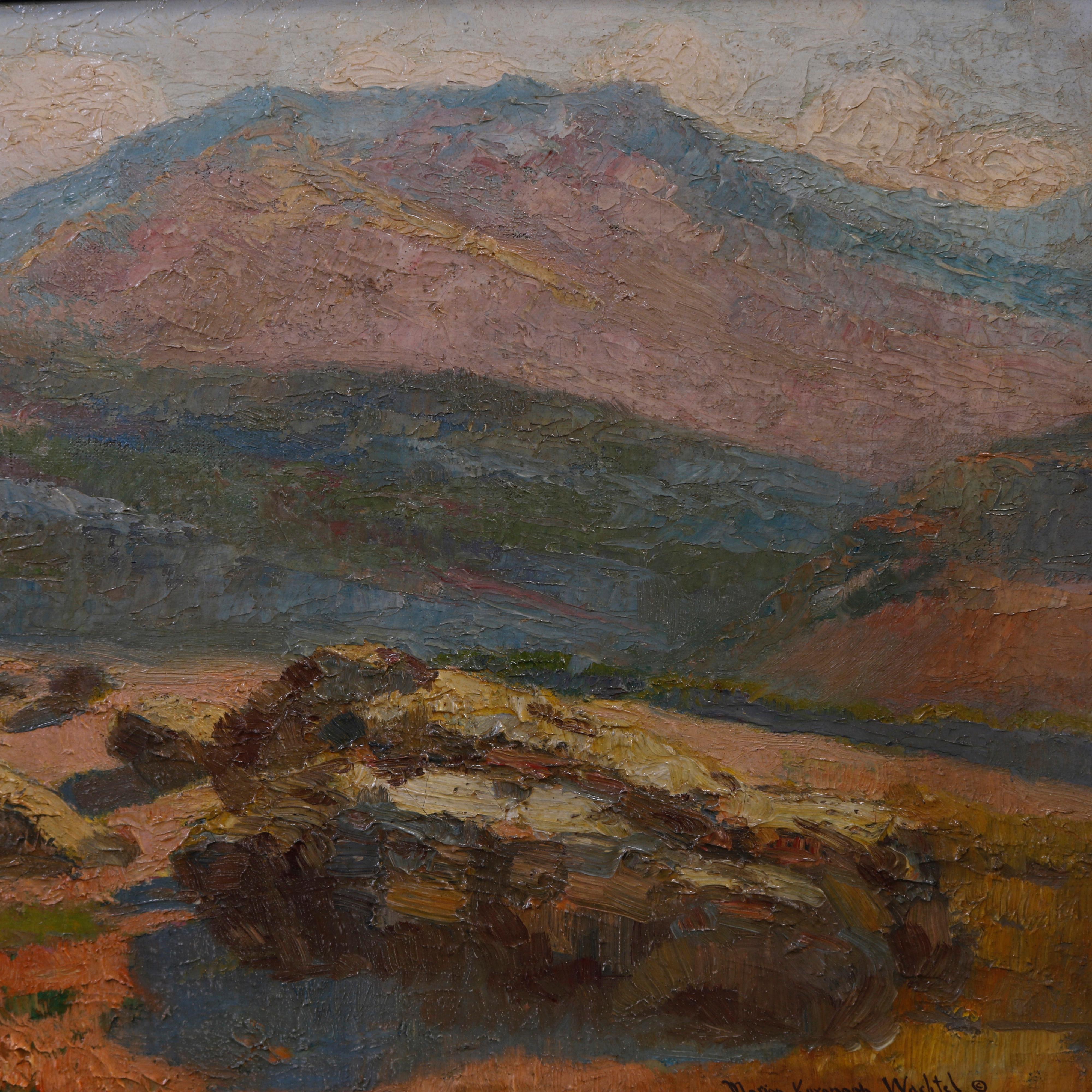 Hand-Painted Antique Impressionist Ca Landscape Painting Signed Marion Kavanagh Wachtel c1930