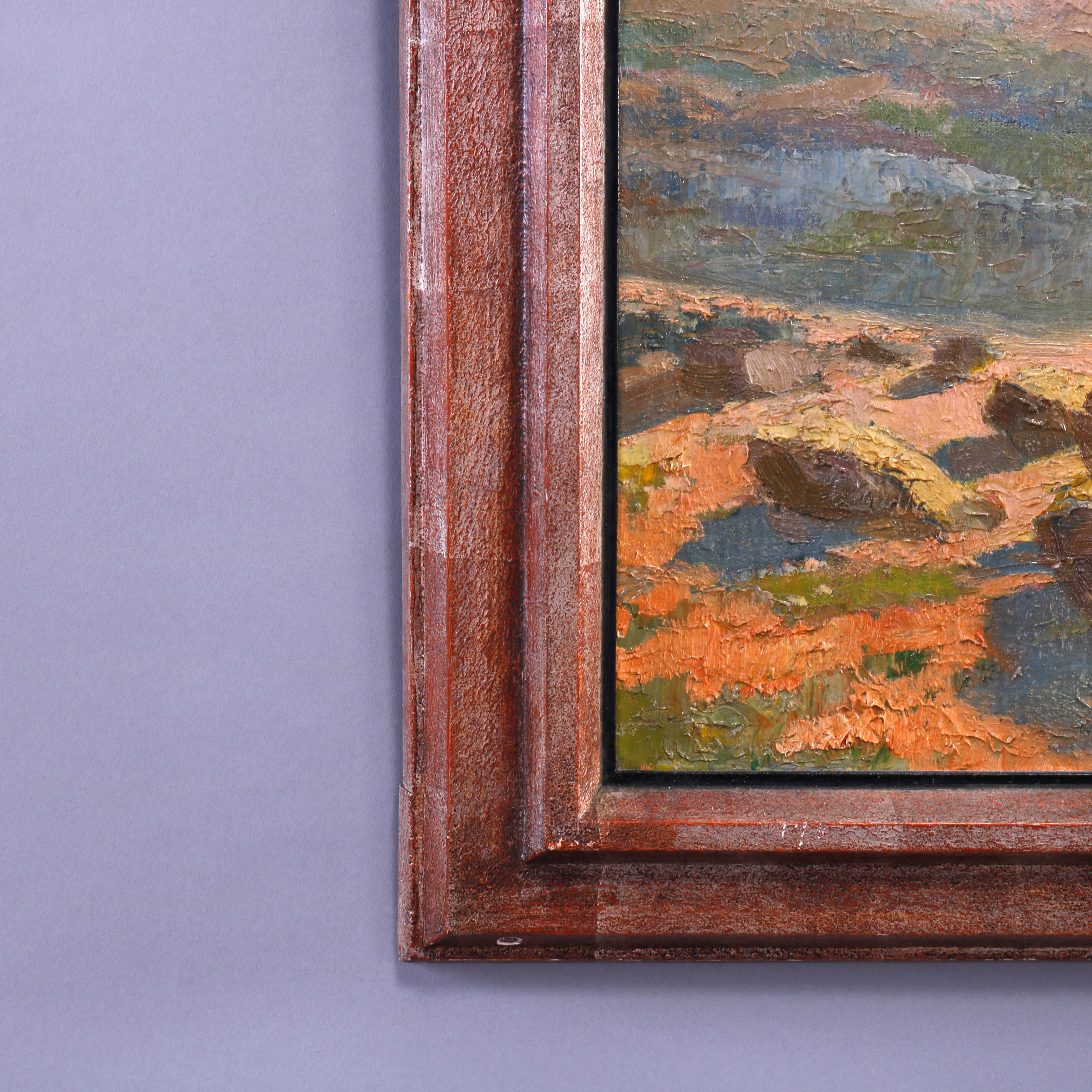 Antique Impressionist Ca Landscape Painting Signed Marion Kavanagh Wachtel c1930 In Good Condition In Big Flats, NY