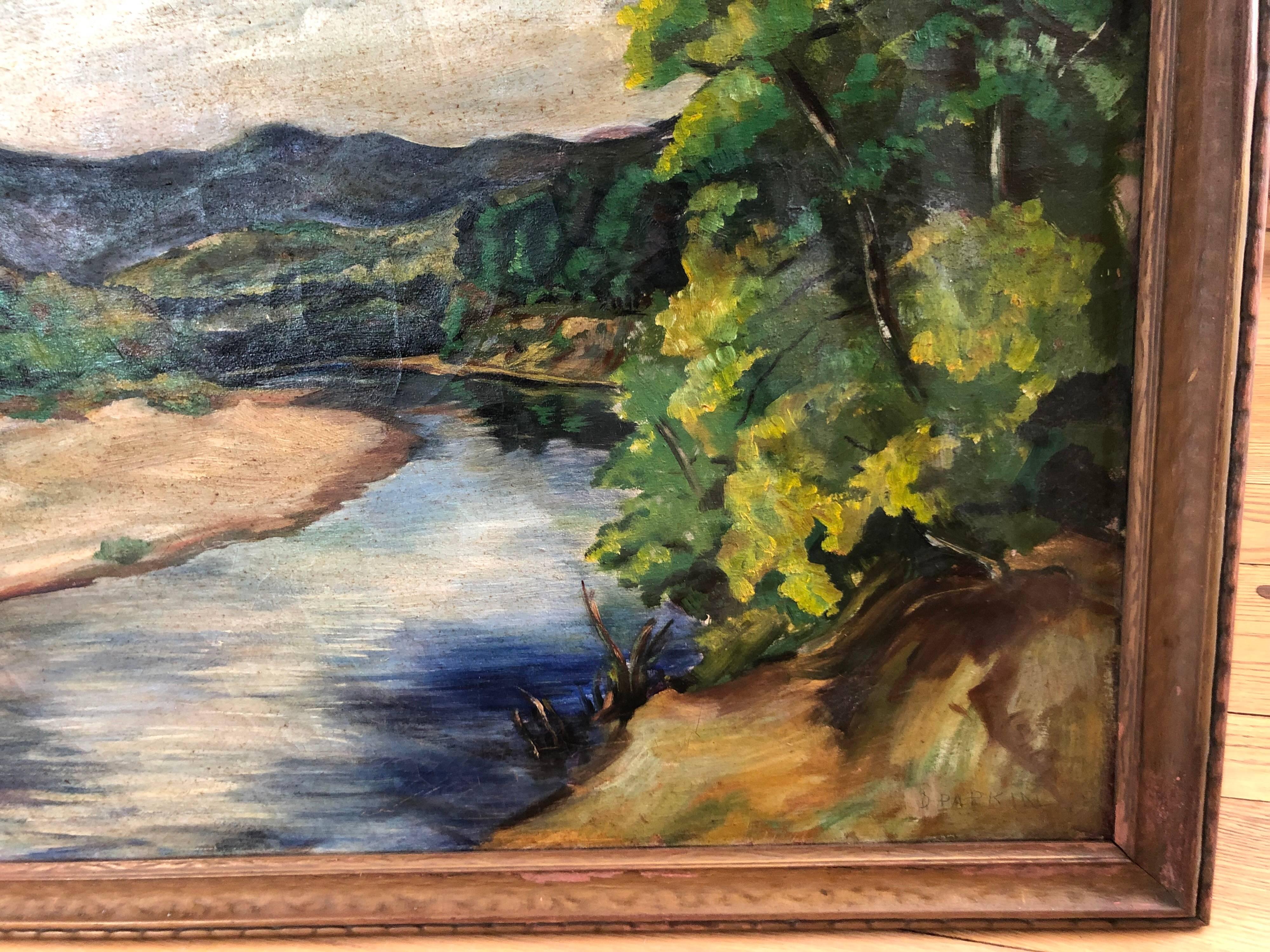 Paint Antique Impressionist Landscape Oil on Canvas