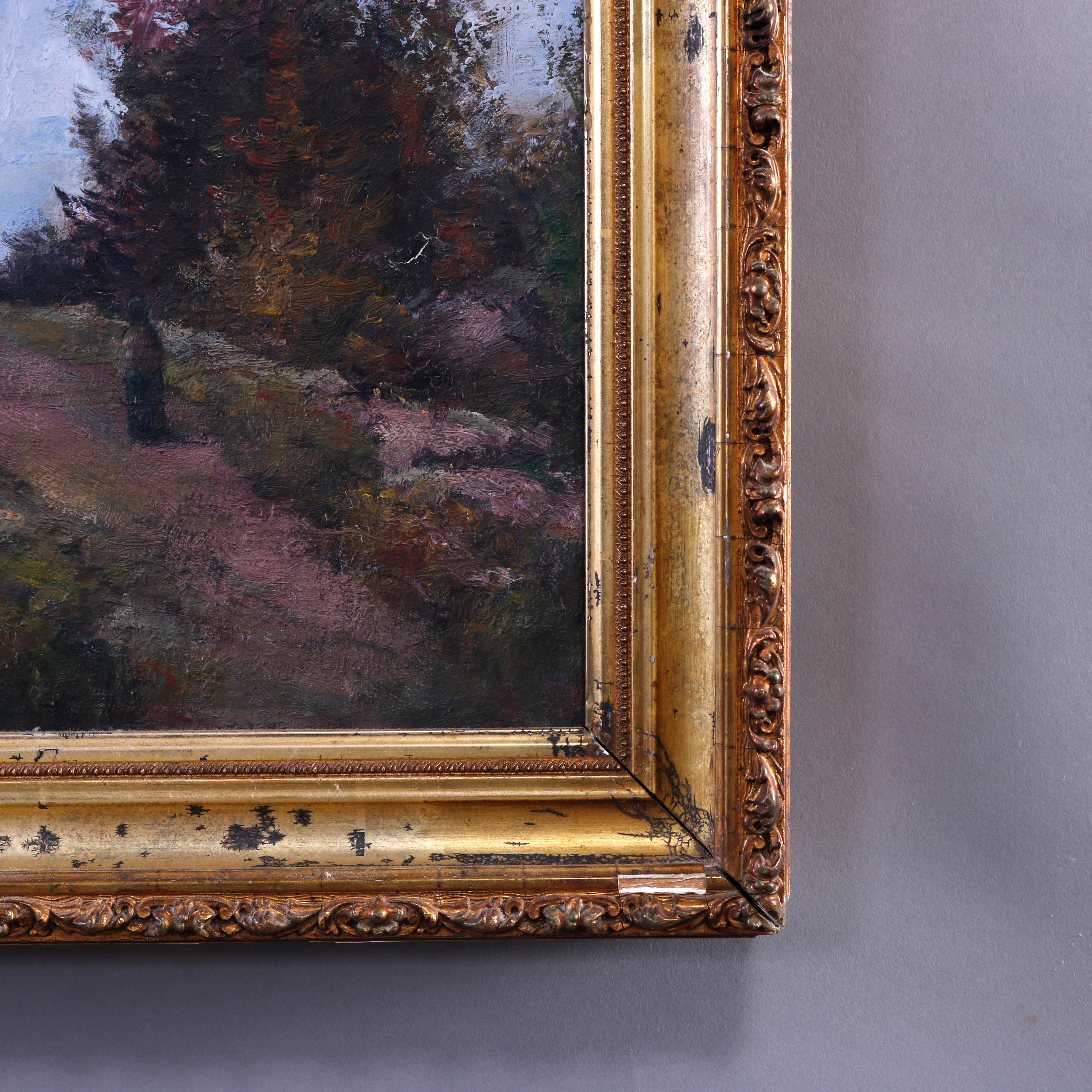 Antique Impressionist Landscape Painting 