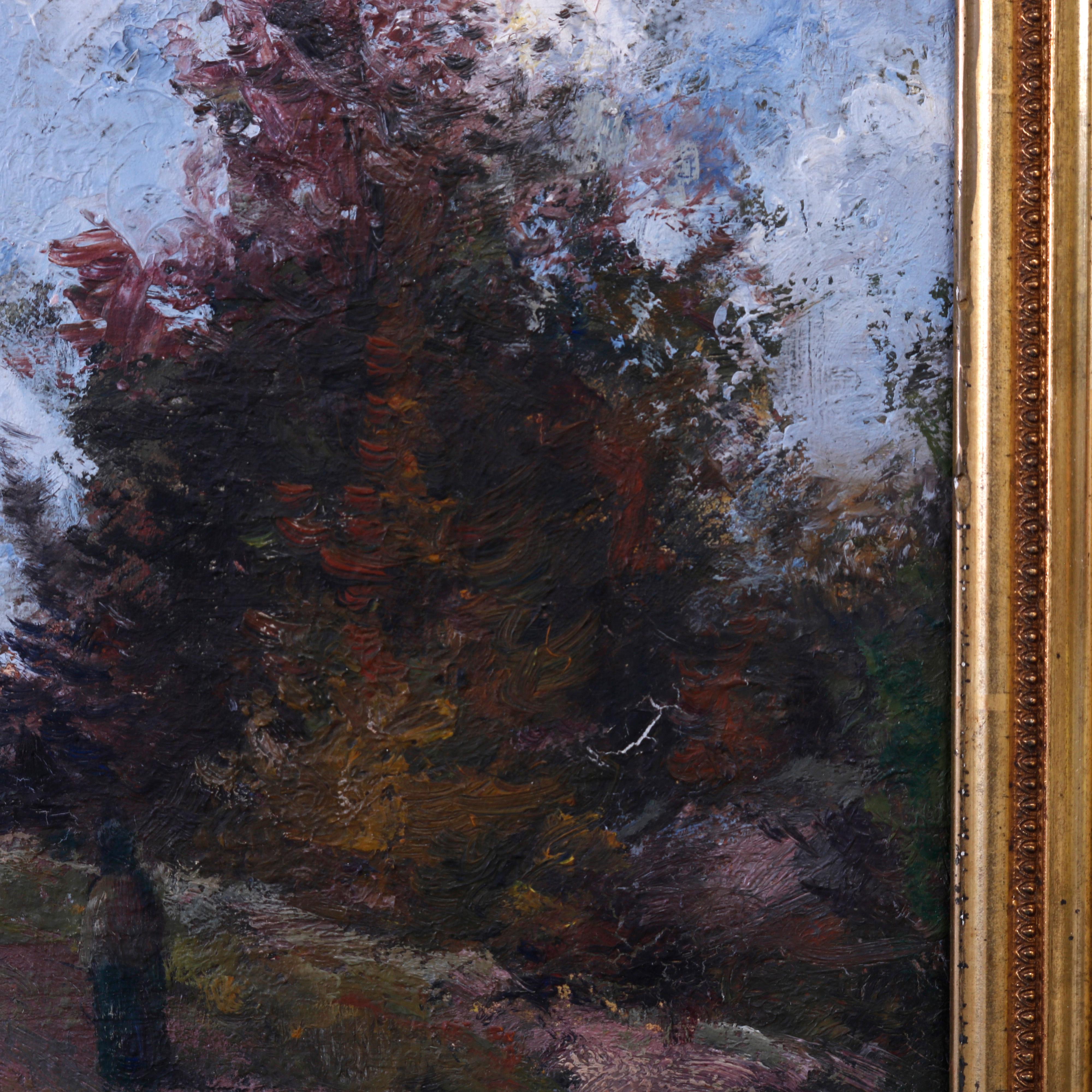 Antique Impressionist Landscape Painting 