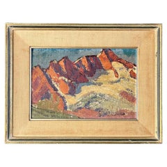 Antique Impressionist Mountain Hills Landscape Oil Painting, Switzerland