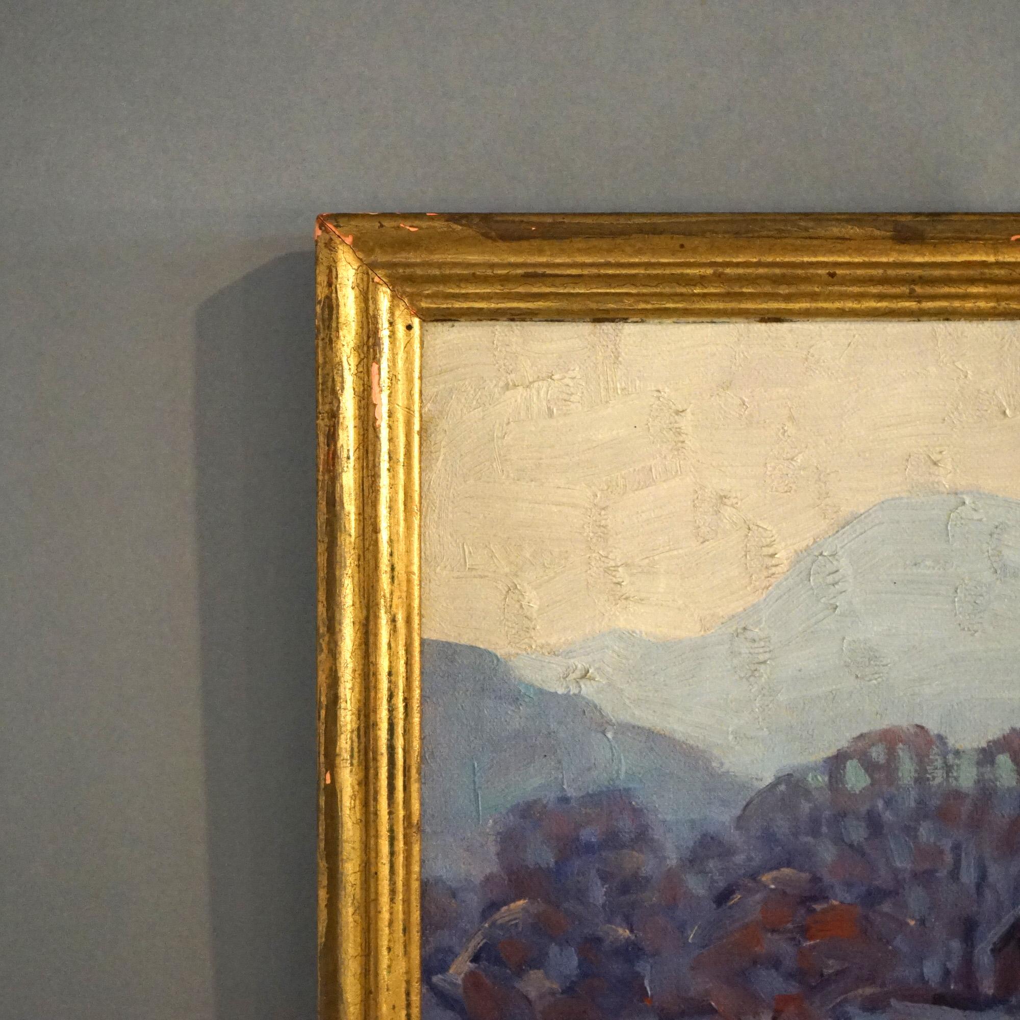 Antikes impressionistisches Gemälde Hazy Winterleuchte von John W. Bentley, Woodstock, impressionistisches Gemälde (amerikanisch) im Angebot
