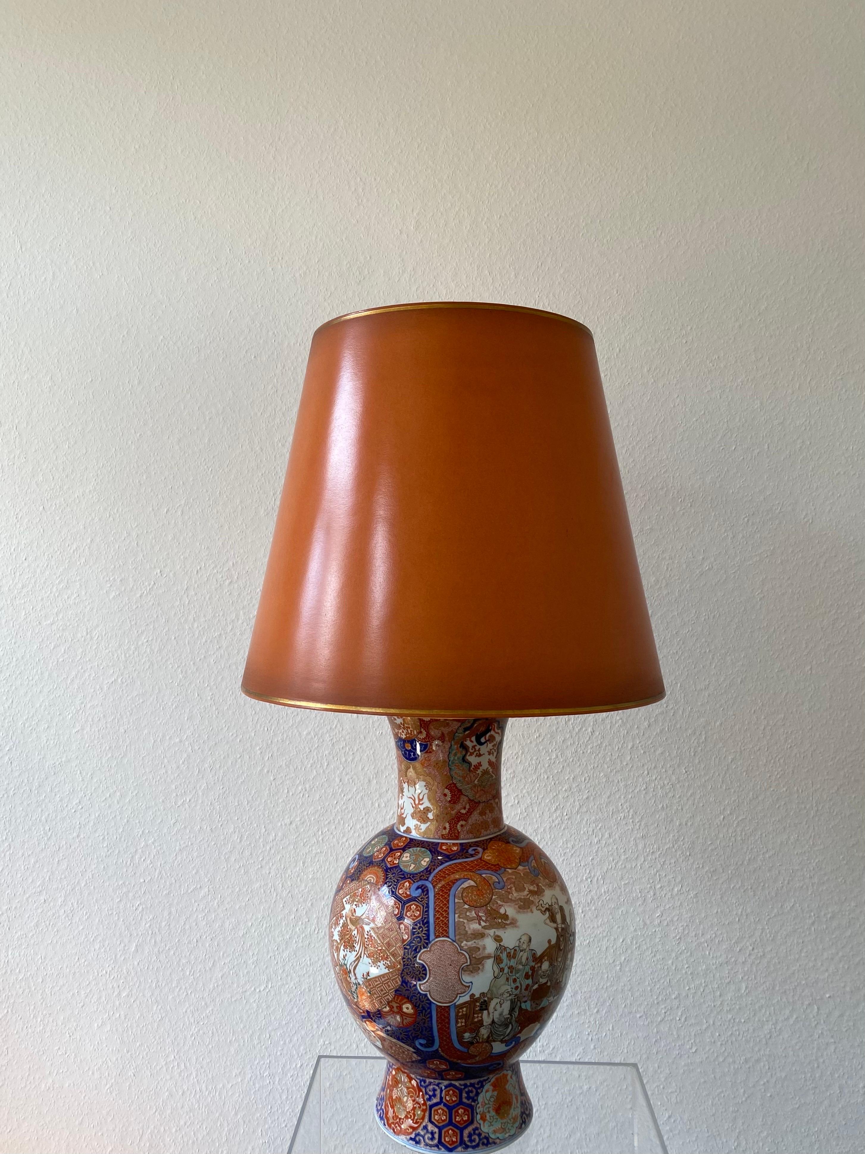 Antiguo  Impresionante Jarrón Imari Porcelain Lámpara de mesa grande  Siglo XIX Japón Meiji en venta 8