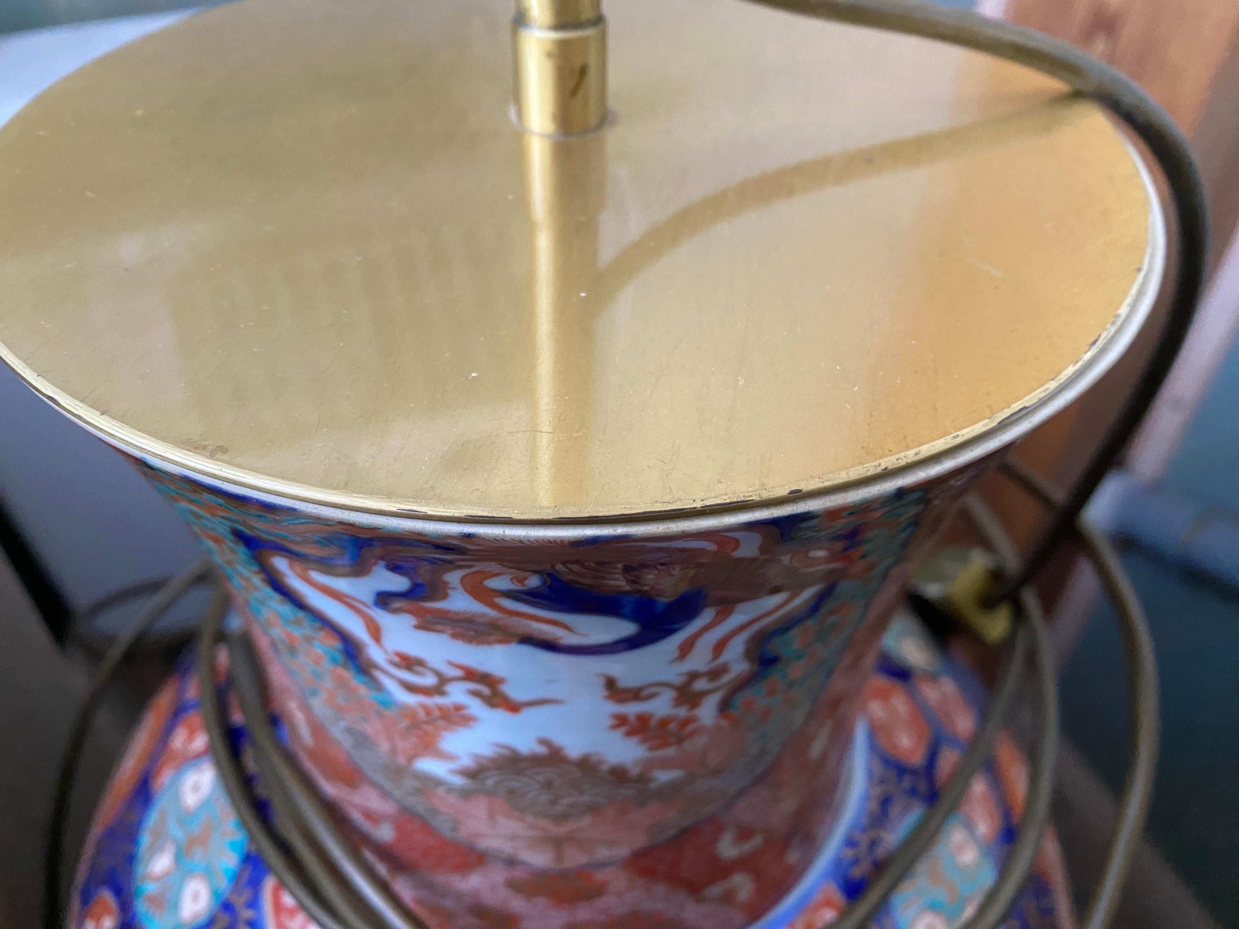 Antiguo  Impresionante Jarrón Imari Porcelain Lámpara de mesa grande  Siglo XIX Japón Meiji en venta 12