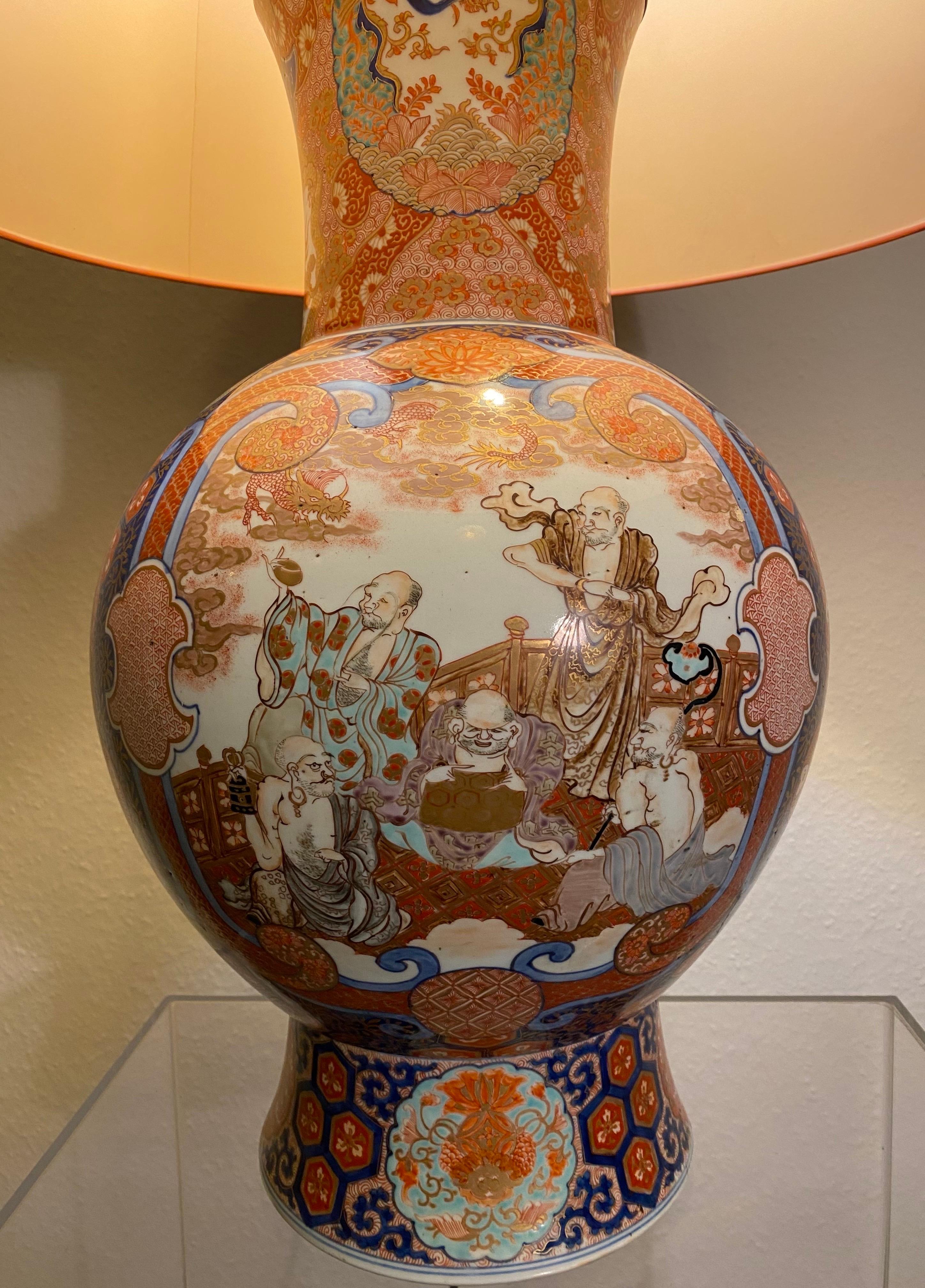 Antiguo  Impresionante Jarrón Imari Porcelain Lámpara de mesa grande  Siglo XIX Japón Meiji en Bueno estado para la venta en Halle, DE