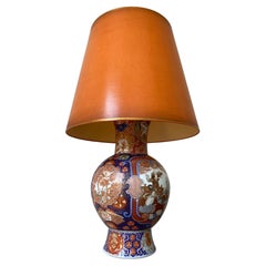 Antique  Impressive Imari Vase Porcelain Big Tablelamp  19 Century Japan Meiji