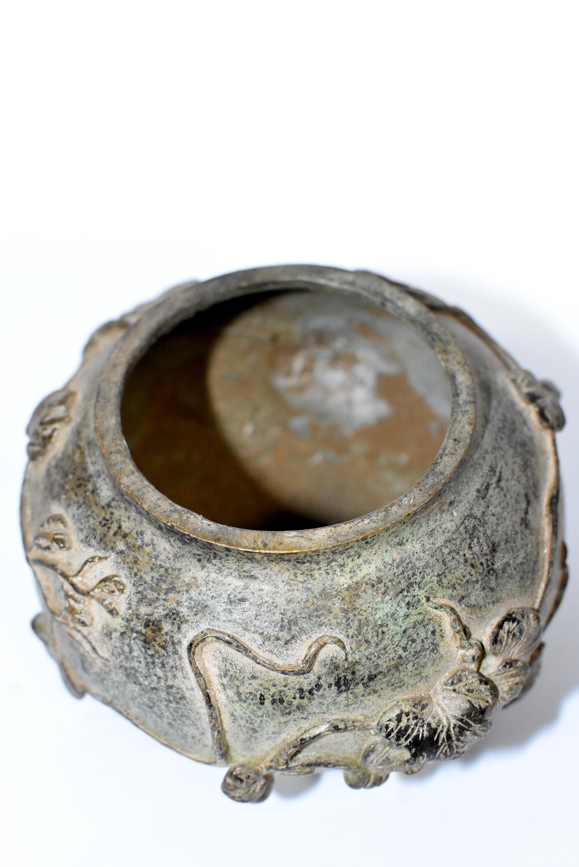 Antique Bronze Chinese Incense Burner in Gourd Form 6