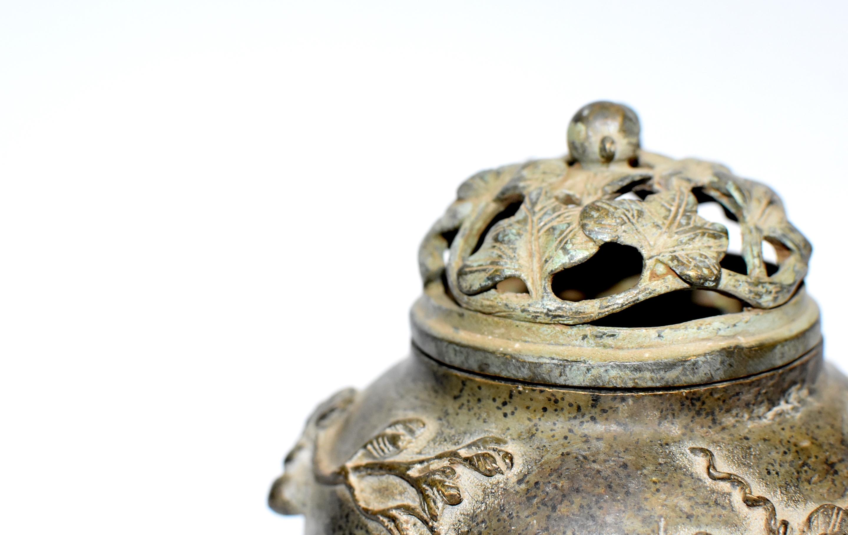 Antique Bronze Chinese Incense Burner in Gourd Form 11