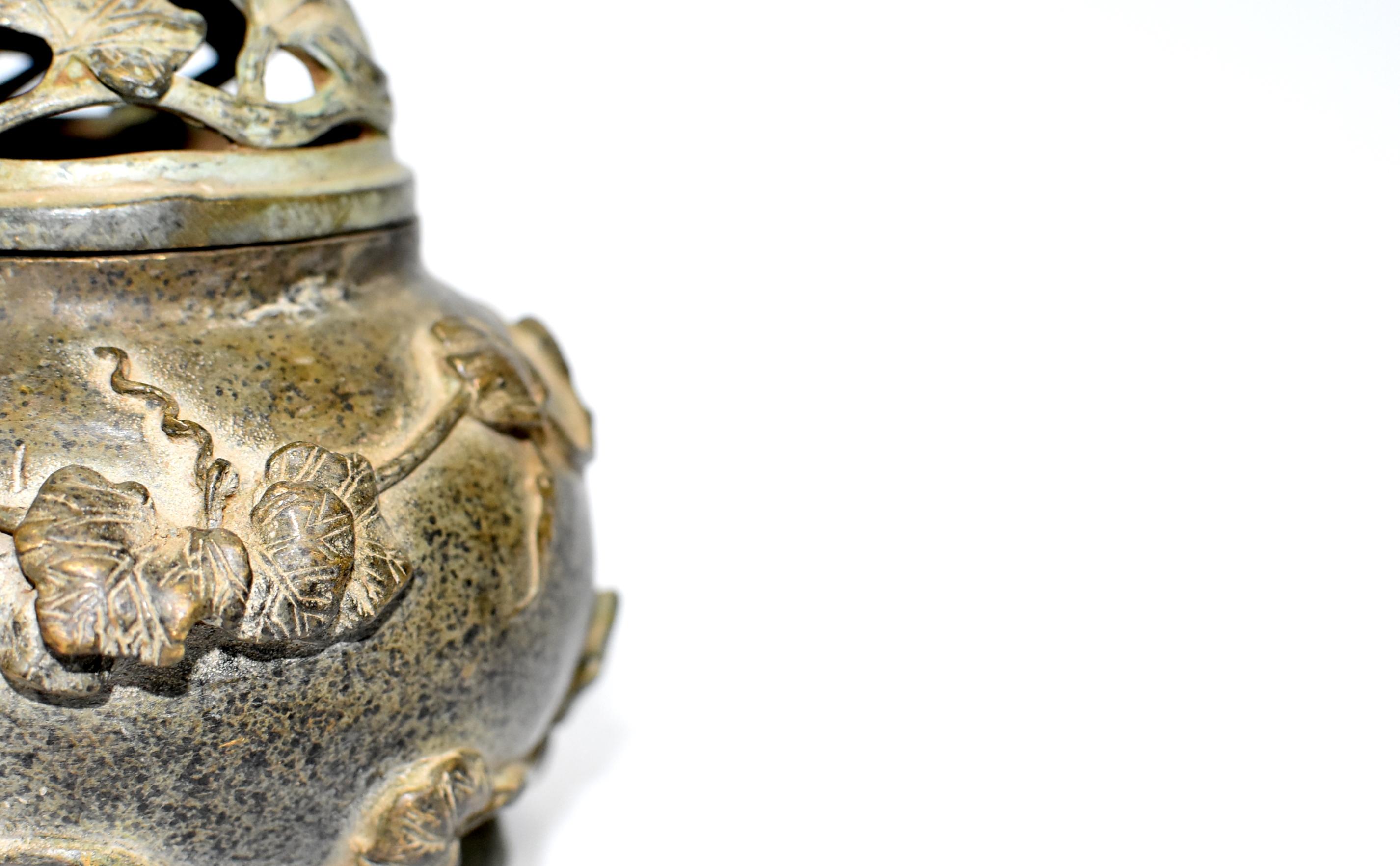 Antique Bronze Chinese Incense Burner in Gourd Form 13
