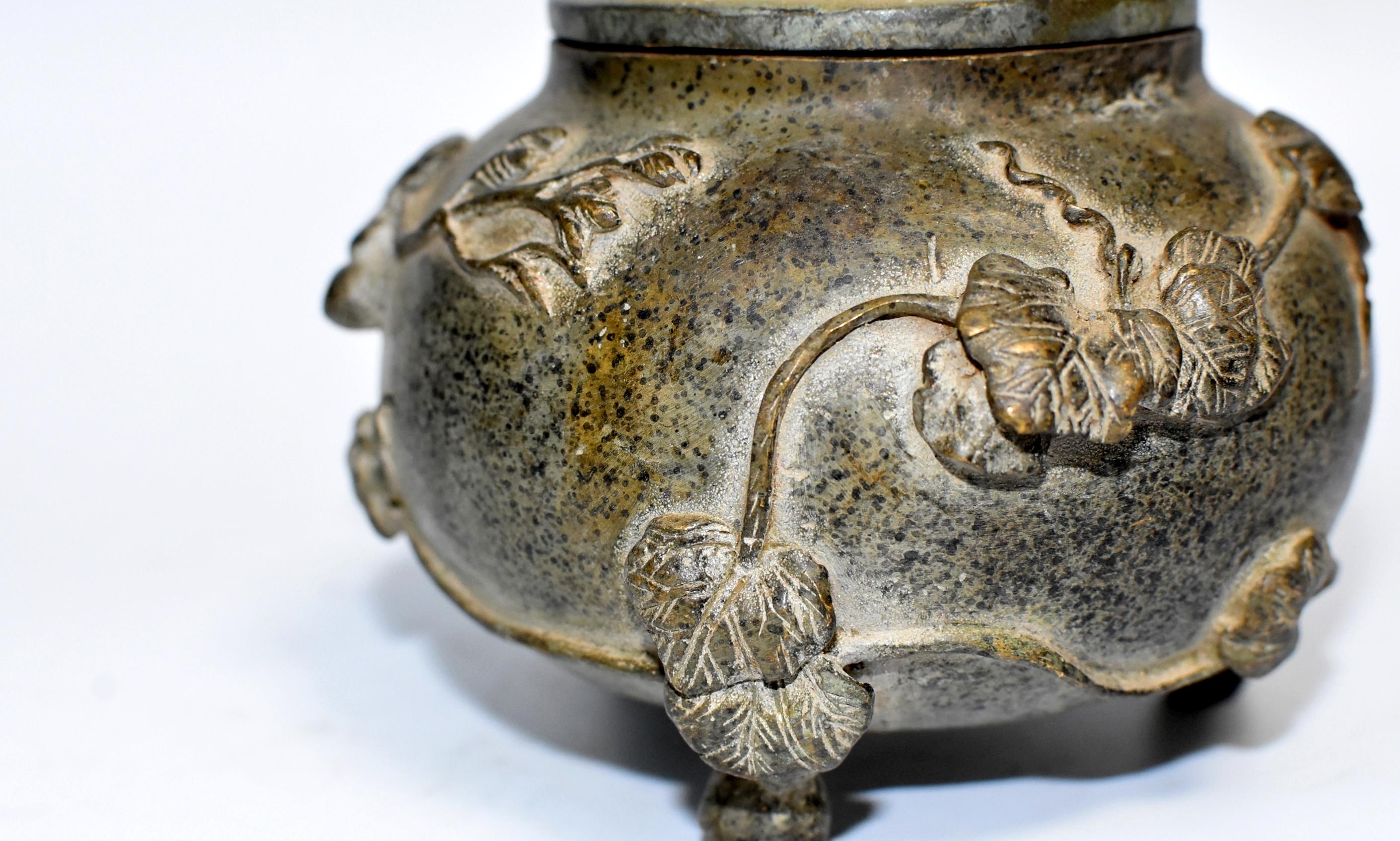 Antique Bronze Chinese Incense Burner in Gourd Form 14