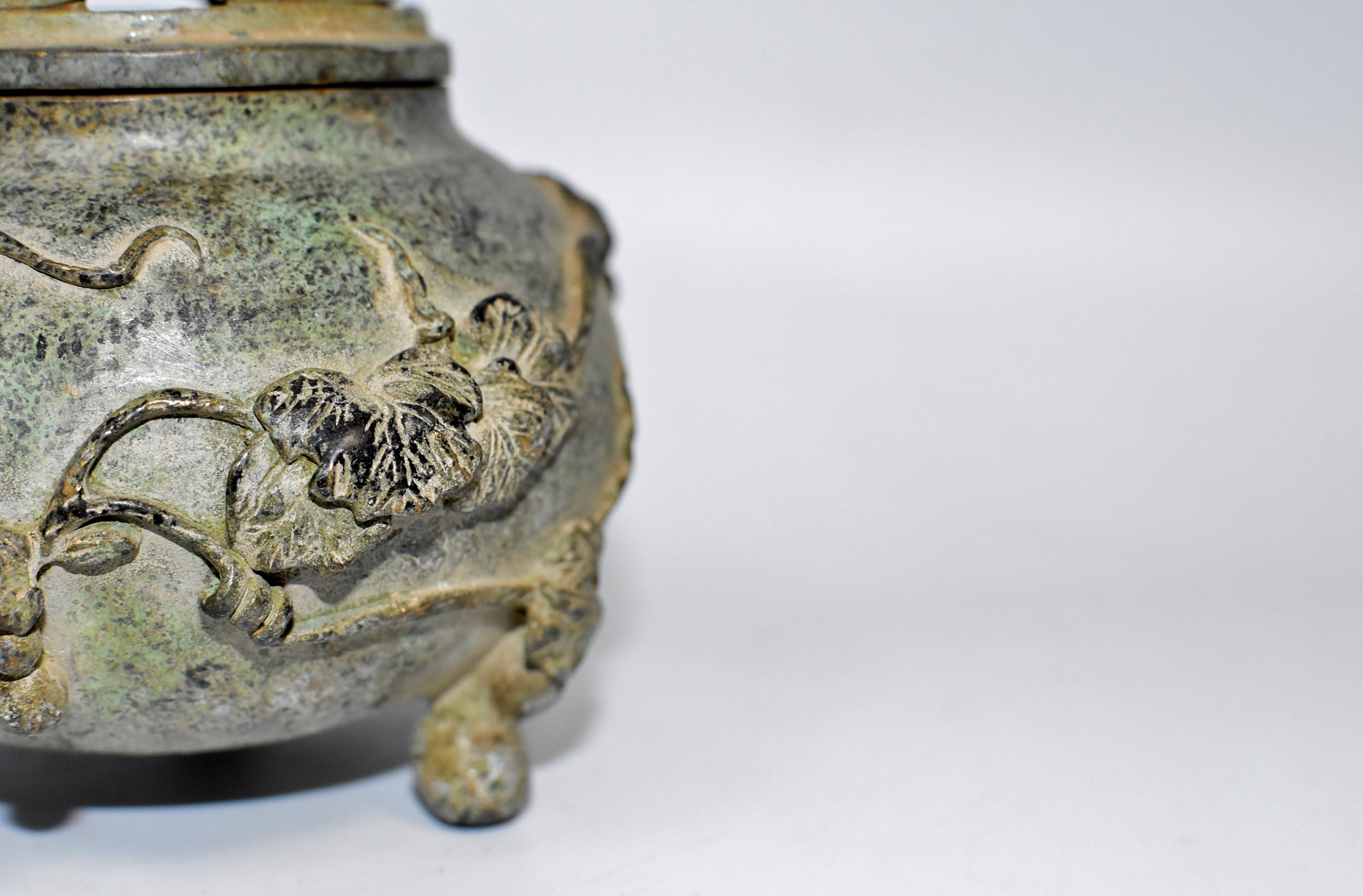 Antique Bronze Chinese Incense Burner in Gourd Form 15