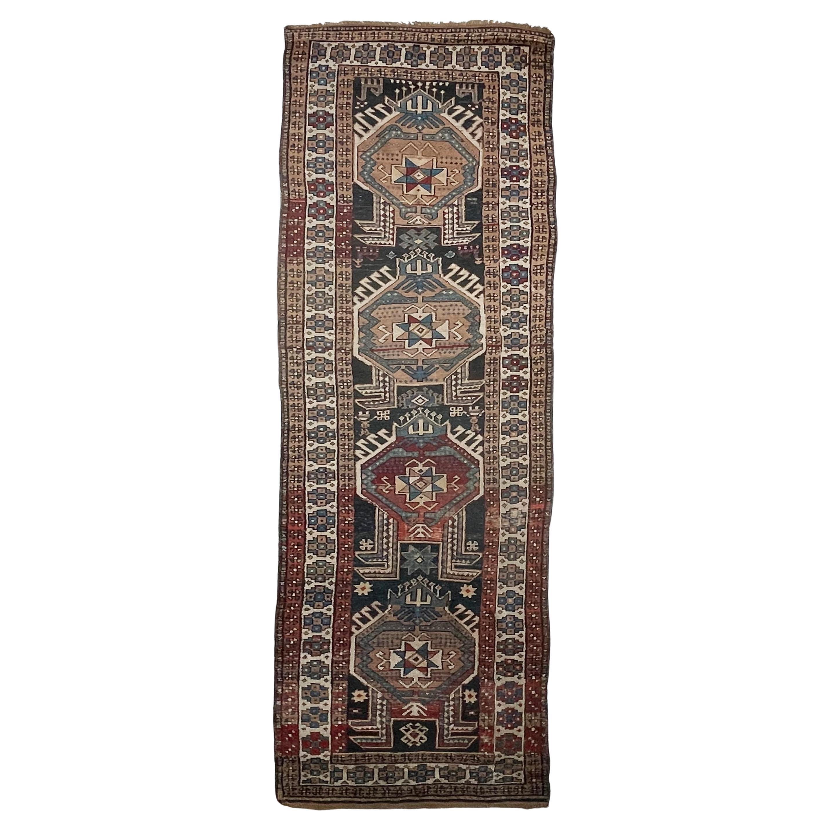 Antique Incredible Wide Caucasian Runner Rug, circa 1930's For Sale