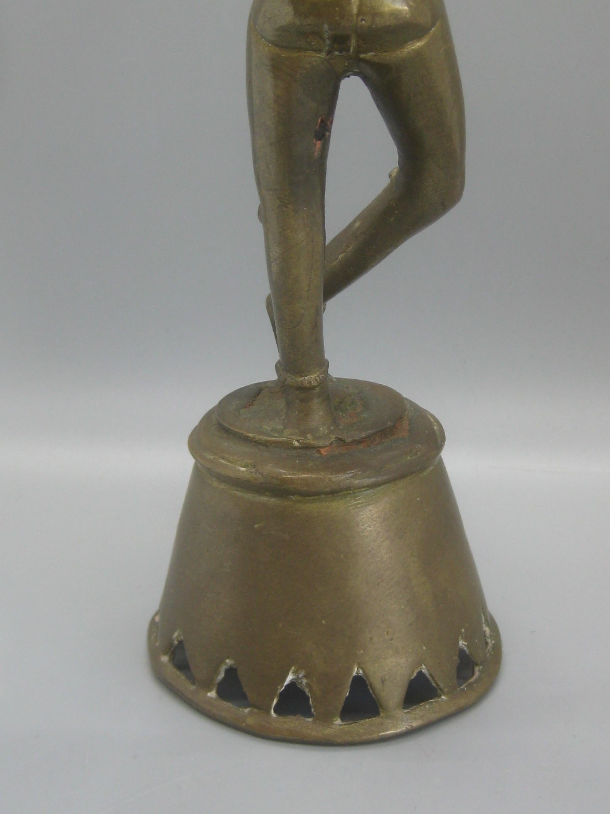 Antique India Hindu Lord Krishna Brass Standing Statue Sculpture For Sale 2