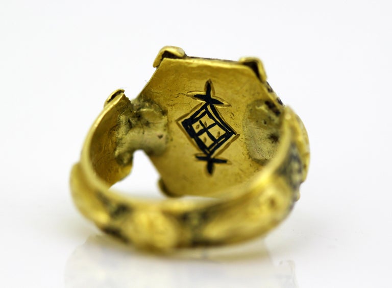 Antique Indian 18 Karat Yellow Gold Men's Ring, India, circa 19th