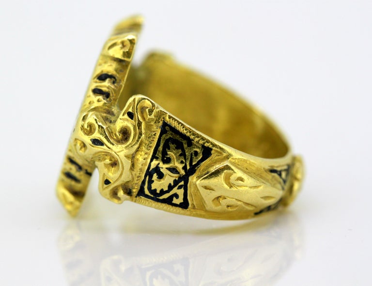 Antique Indian 18 Karat Yellow Gold Men's Ring, India, circa 19th