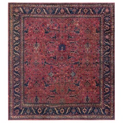 Antiker indischer Agra-Teppich, um 1900, 13'0 x 14'5" groß.   