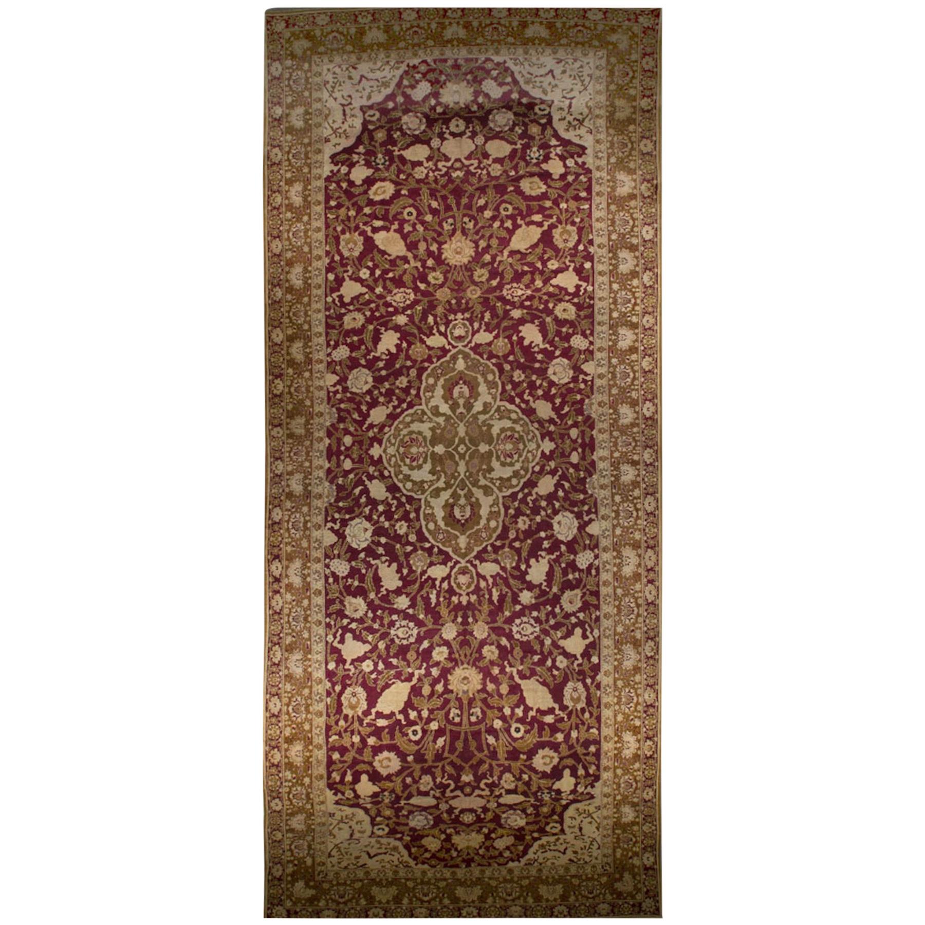 Antique Oversize Indian Agra Rug, circa 1890 14'0 x 33'2". For Sale