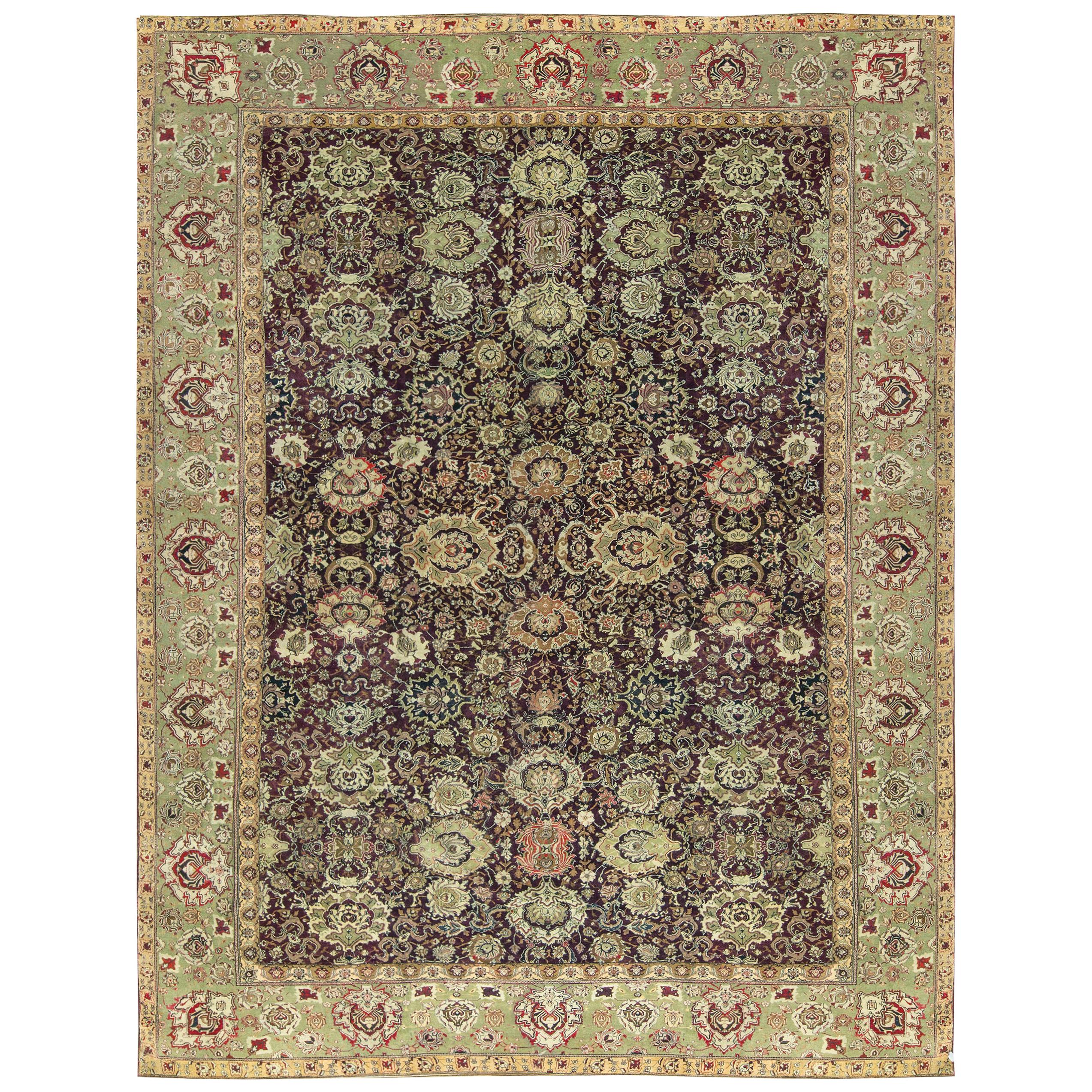 Antique Oversize Indian Agra Rug, circa 1880 14'8" x 19'2" For Sale
