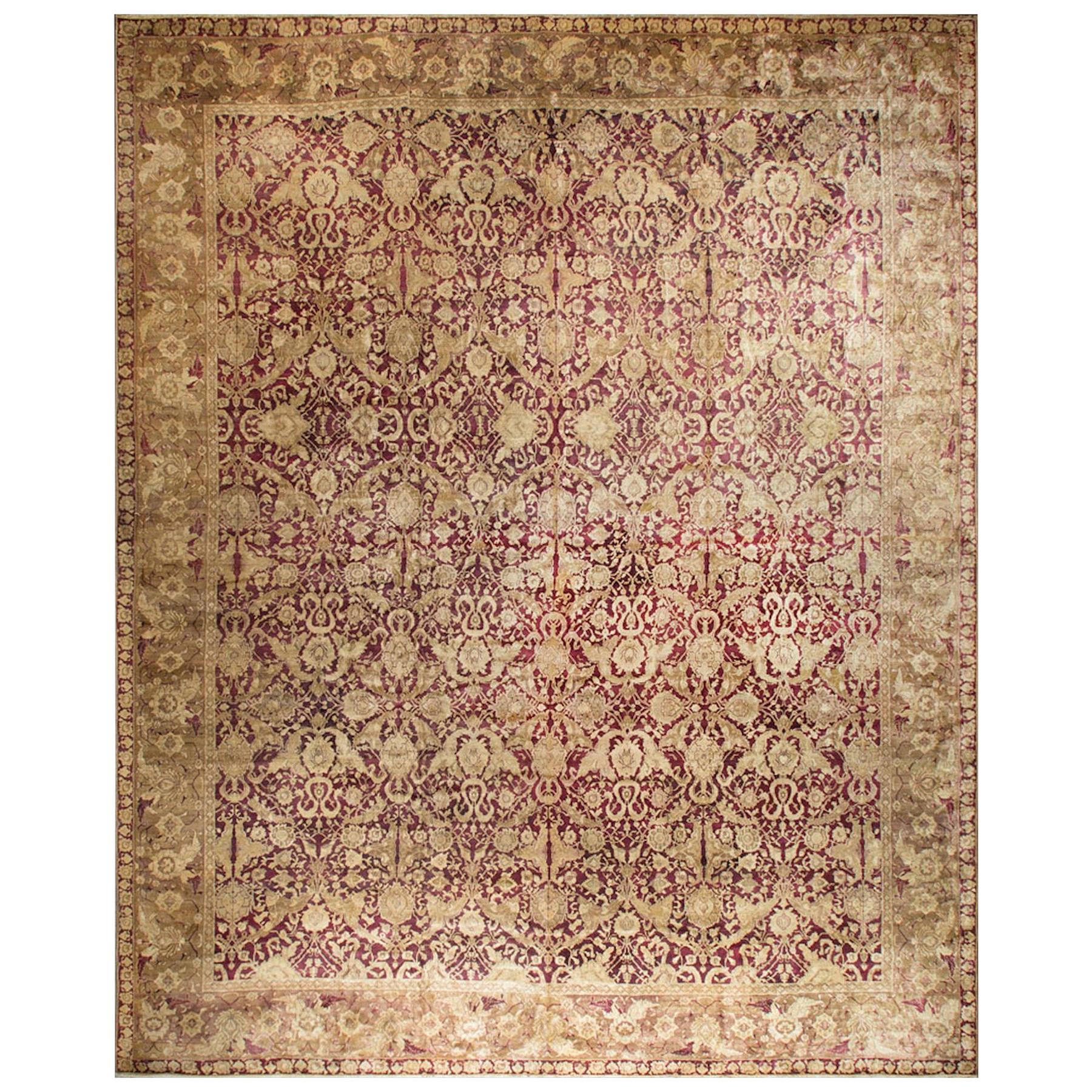 Antique Oversize Indian Agra Rug, circa 1880 21'3" x 27'0.  For Sale
