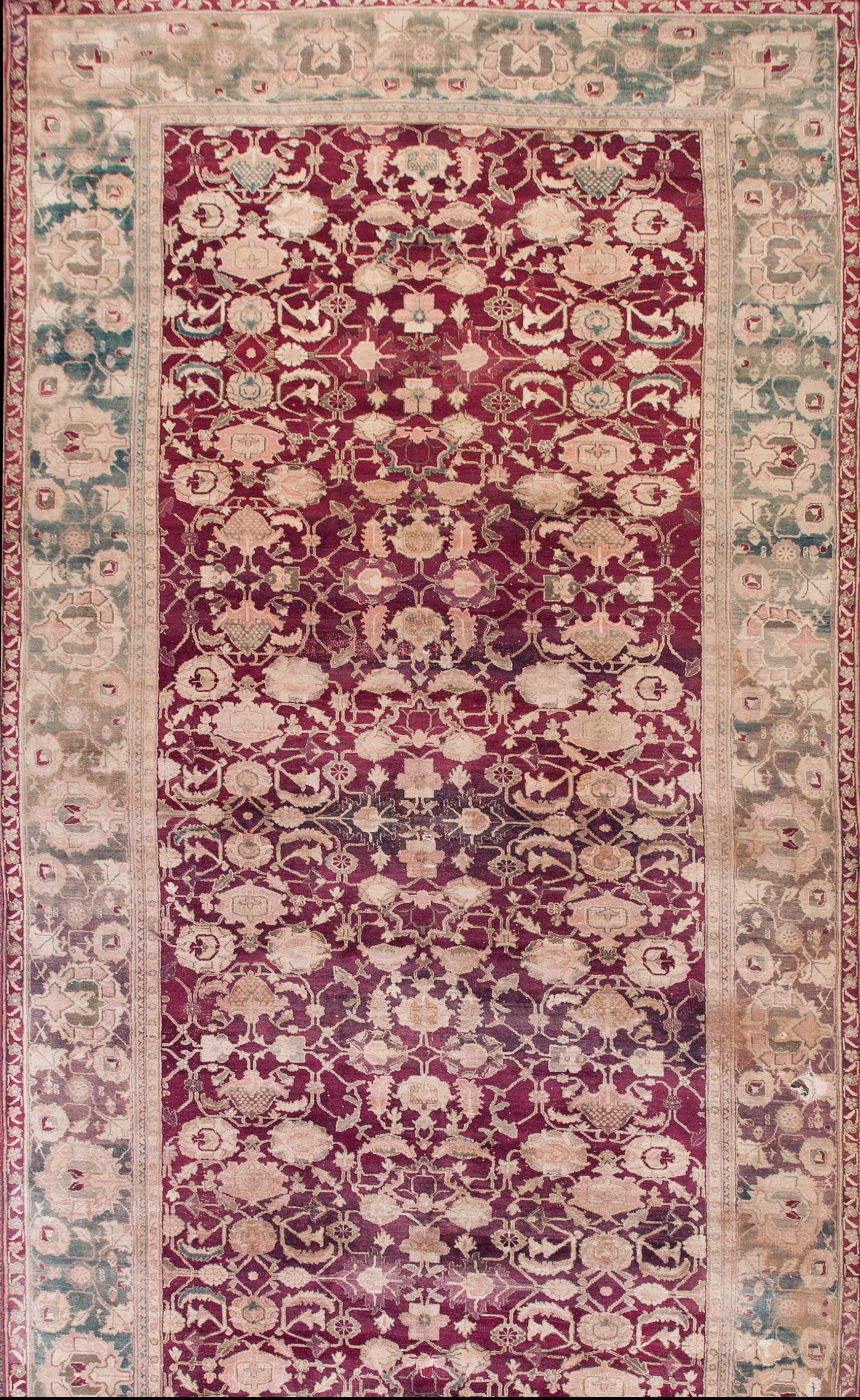 19th Century N. Indian Agra Gallery Carpet ( 8' x 27'2