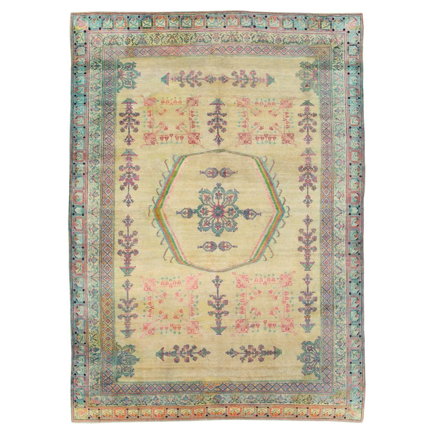 Antique Indian Agra Accent Carpet