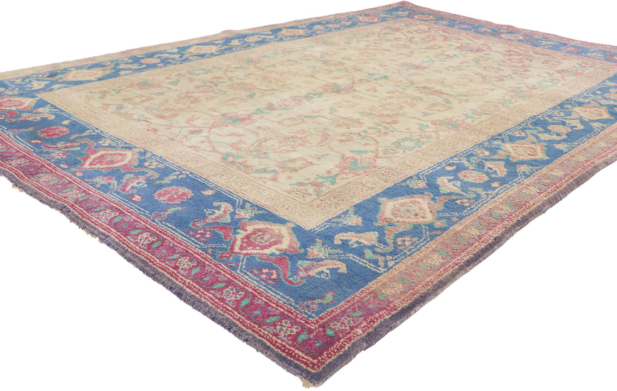 73276 Antique Indian Agra Rug, 04'10 x 07'08. Indian Agra rugs are handcrafted carpets originating from the city of Agra in Uttar Pradesh, India, renowned for their exceptional quality, intricate designs, and fine craftsmanship. These rugs are