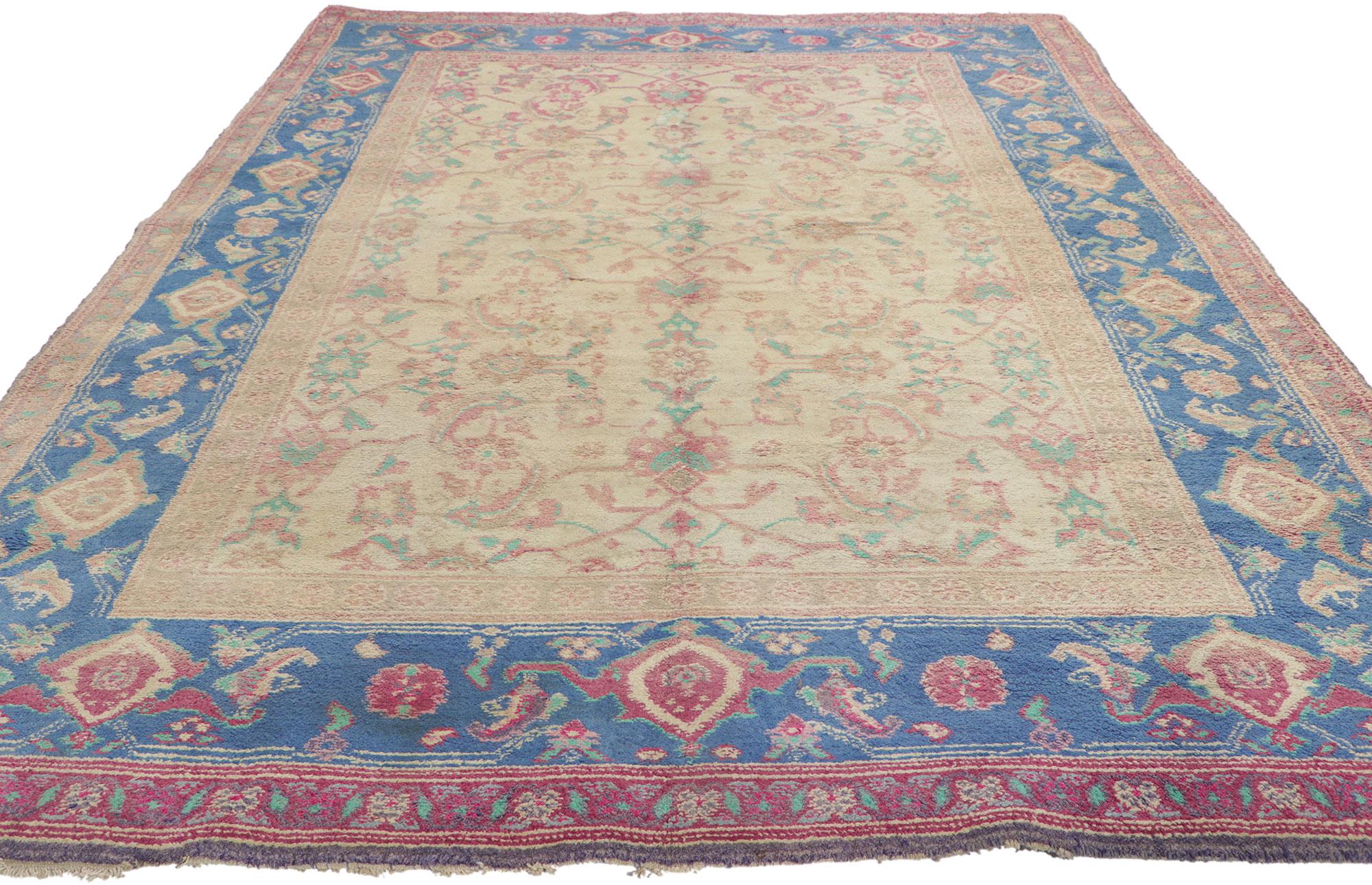 Neoclassical Antique Indian Agra Rug, Timeless Elegance Meets Stylish Durability For Sale