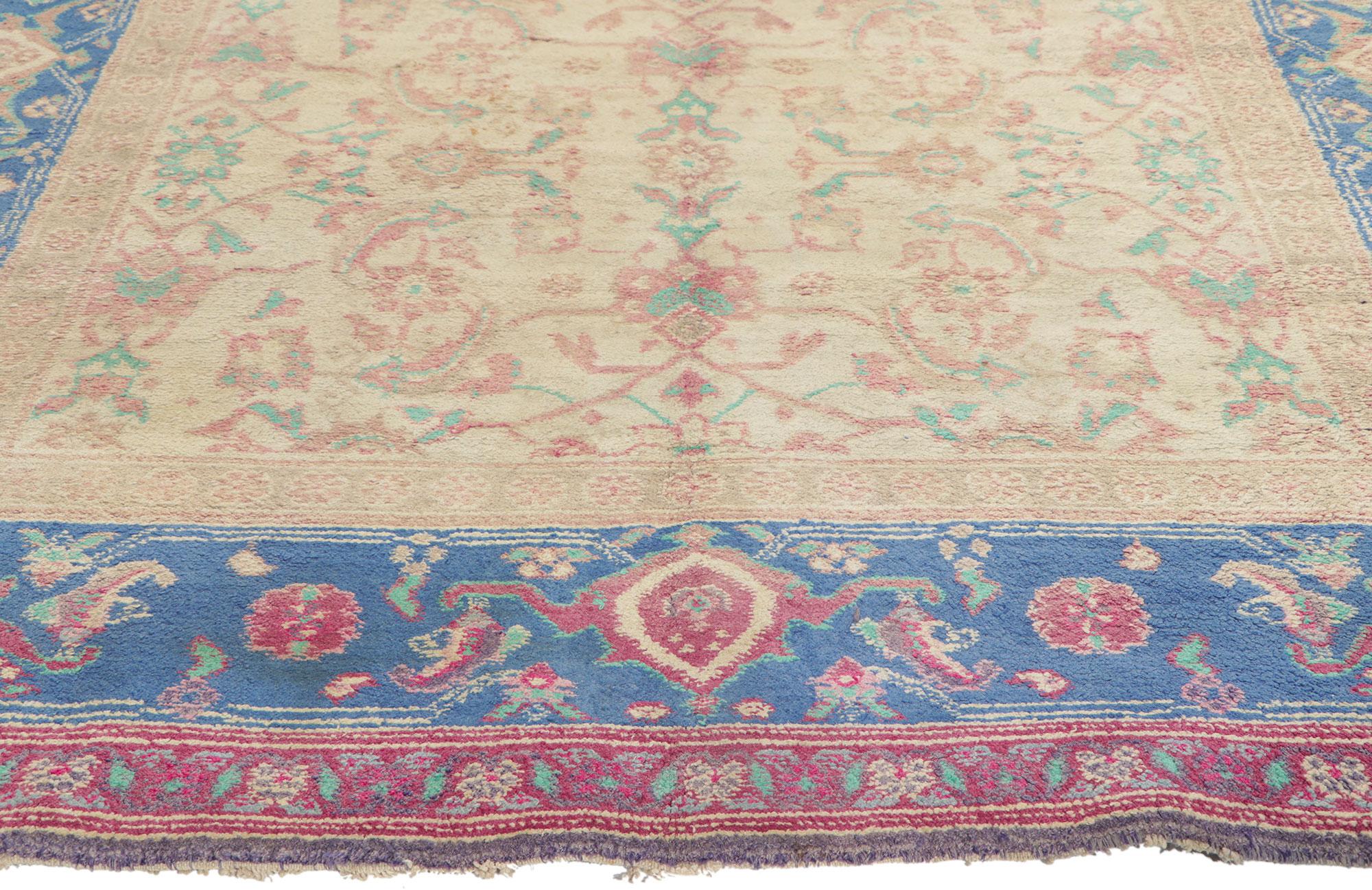 Hand-Knotted Antique Indian Agra Rug, Timeless Elegance Meets Stylish Durability For Sale