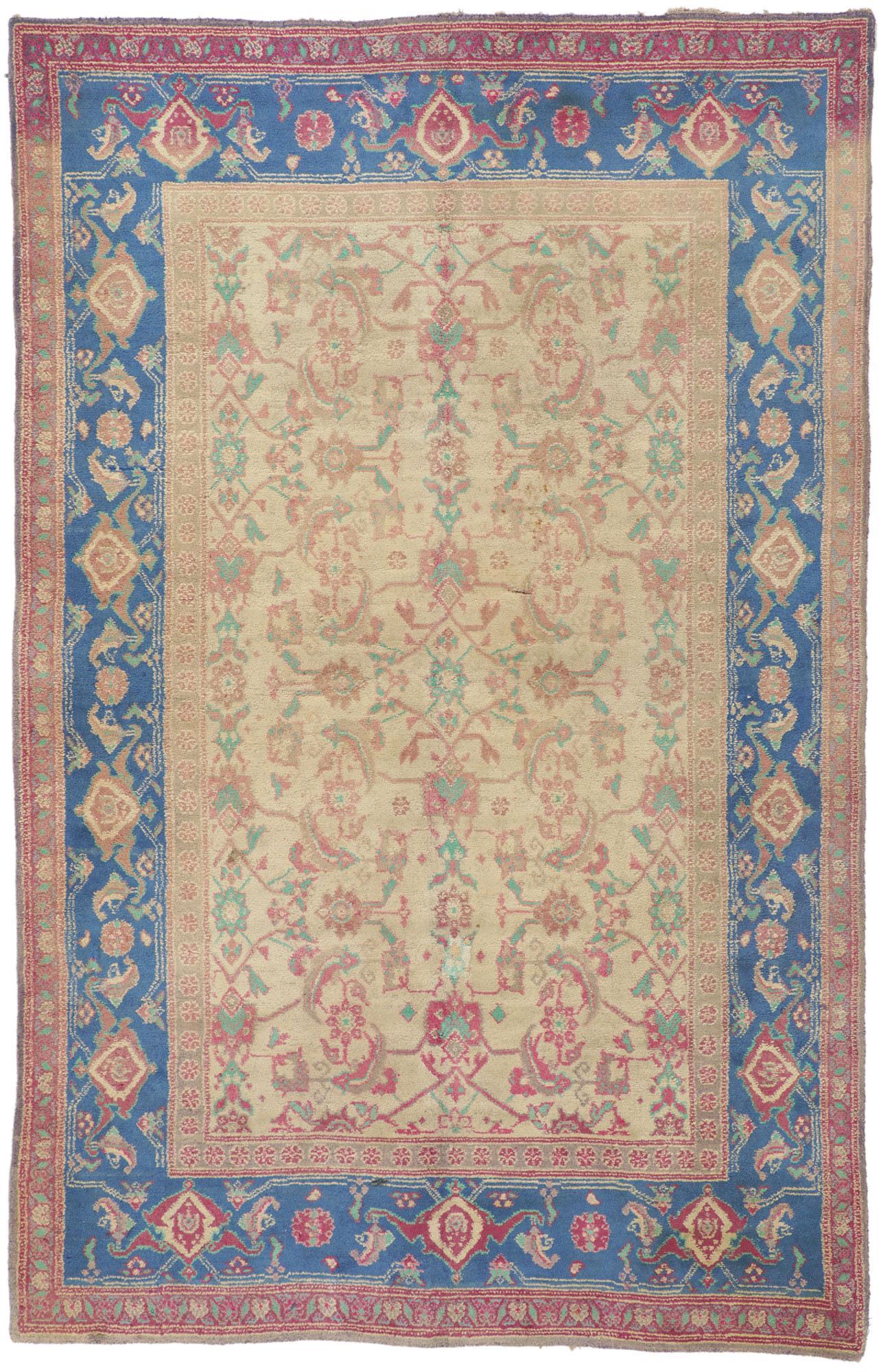Antique Indian Agra Rug, Timeless Elegance Meets Stylish Durability For Sale