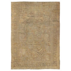 Antique Indian Agra Amritsar Rug with All-Over Design in Butter Cream and Gray