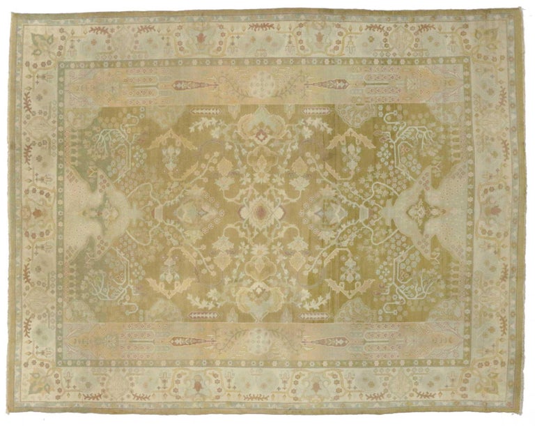 Antique Indian Agra Area Rug in Neutral Colors For Sale at 1stDibs
