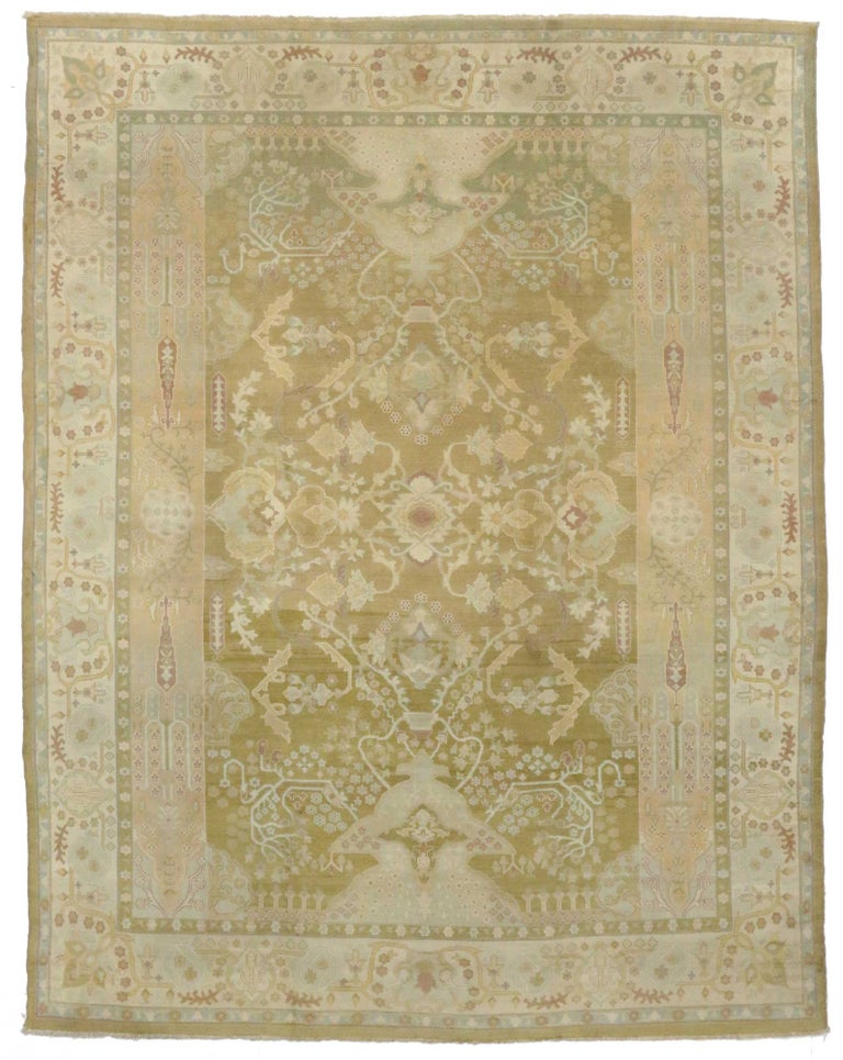 Antique Indian Agra Area Rug in Neutral Colors For Sale at 1stDibs