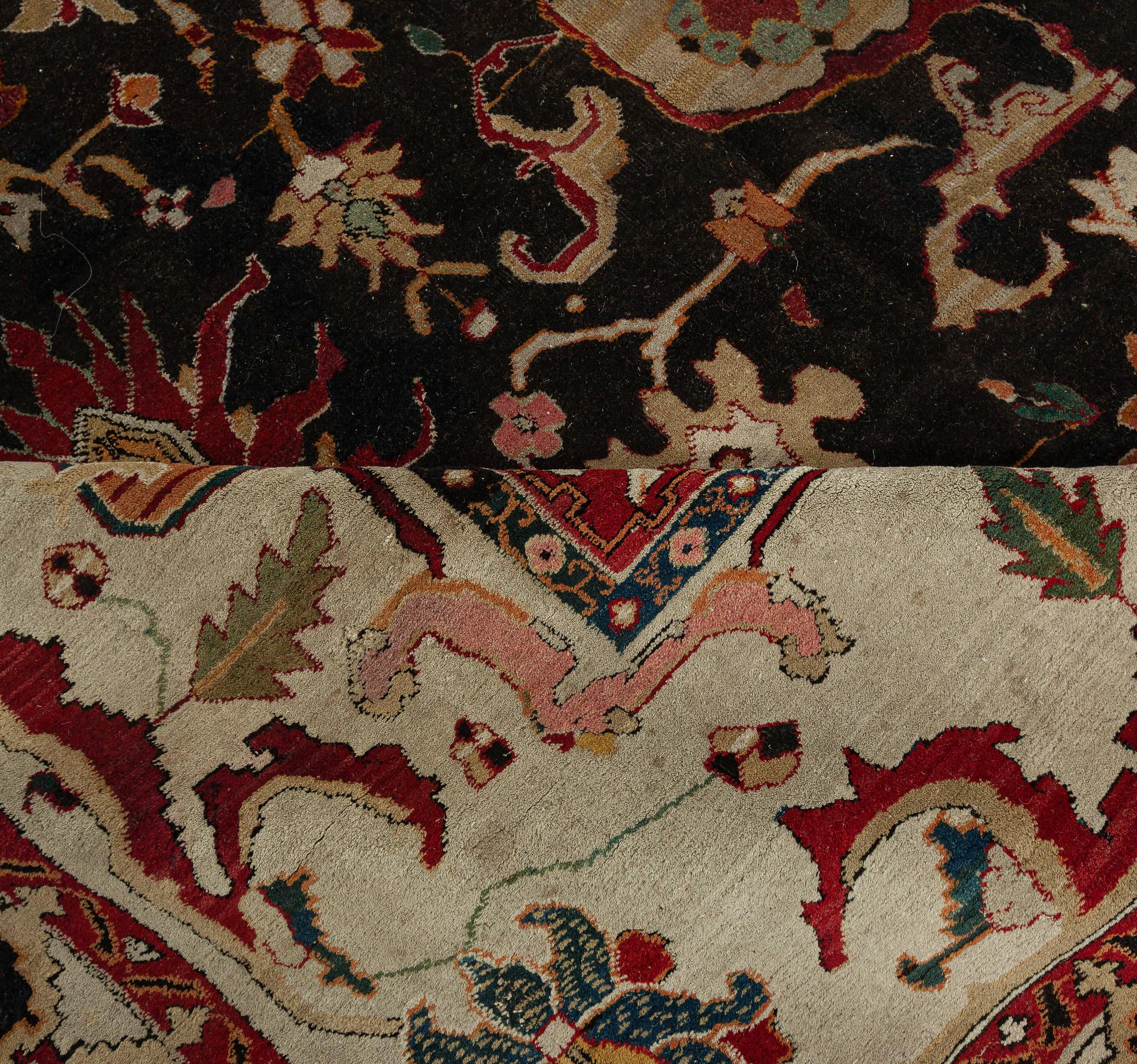 Antique Indian Agra botanic handmade wool rug
Size: 13'6
