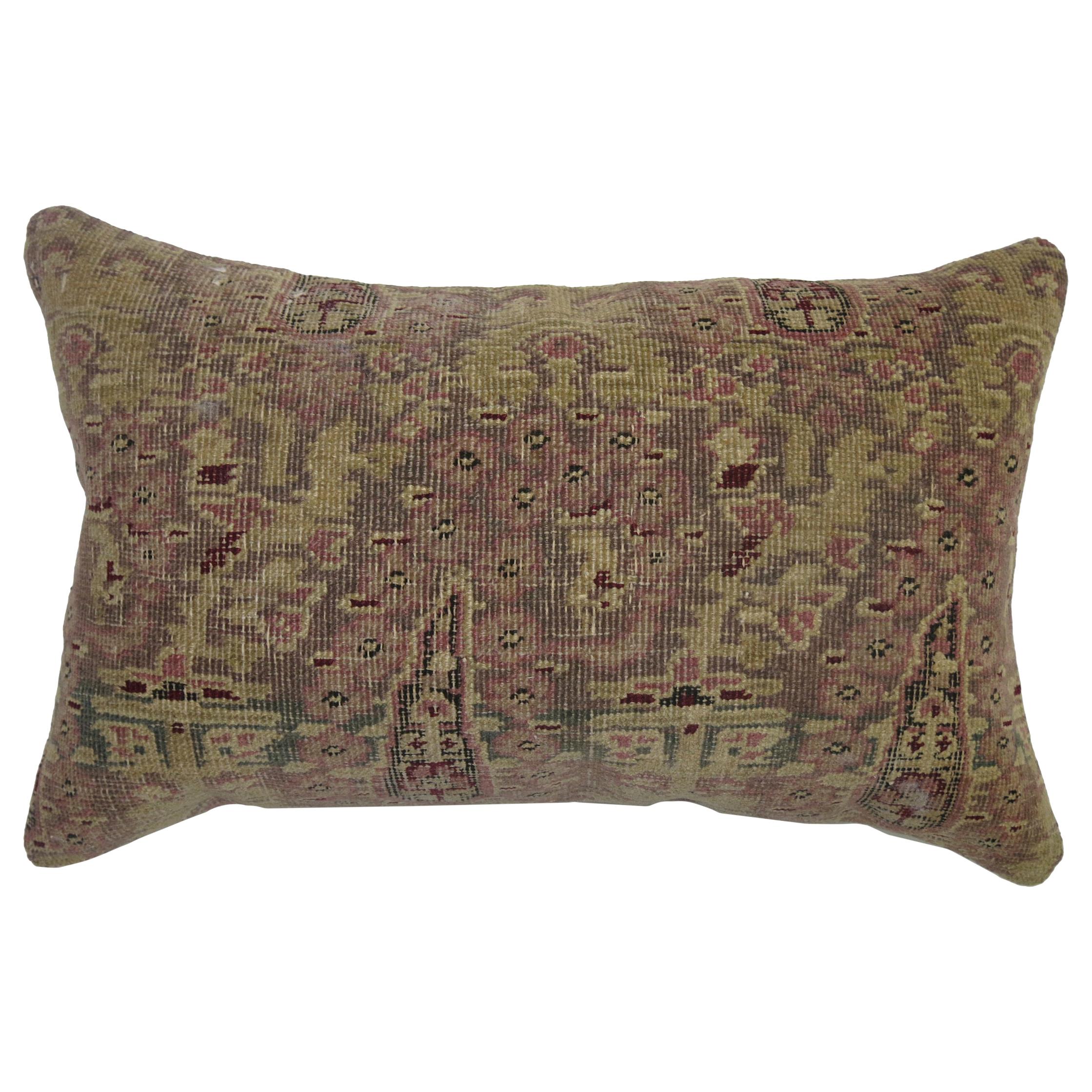Antique Indian Agra Bolster Rug Pillow