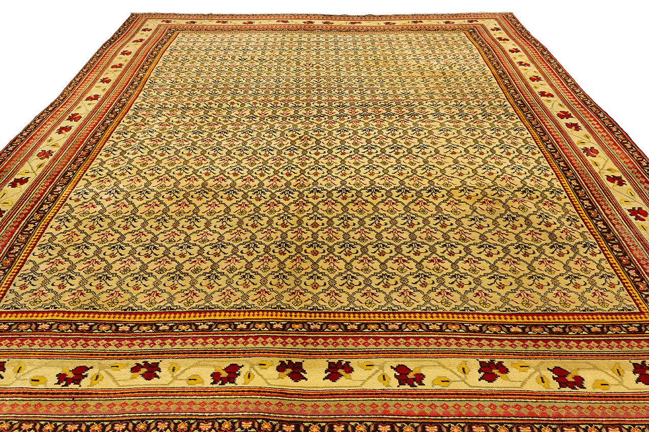 Hand-Knotted Antique Indian Agra Carpet, 19th Century For Sale