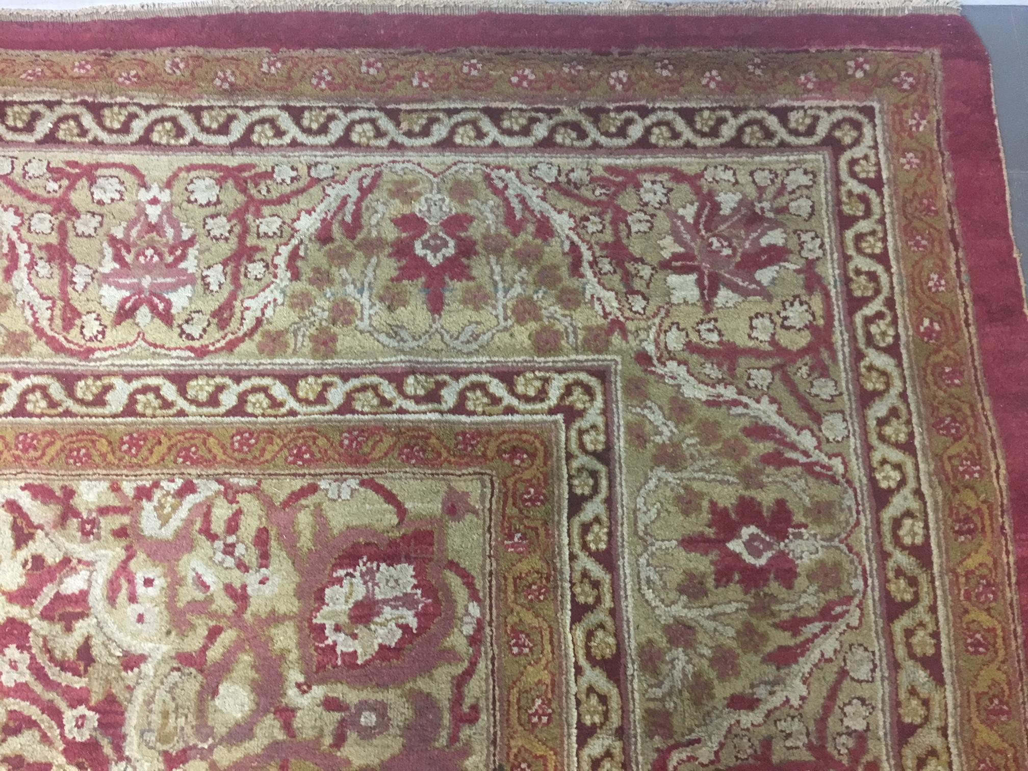 Woven Antique Indian Agra Carpet For Sale