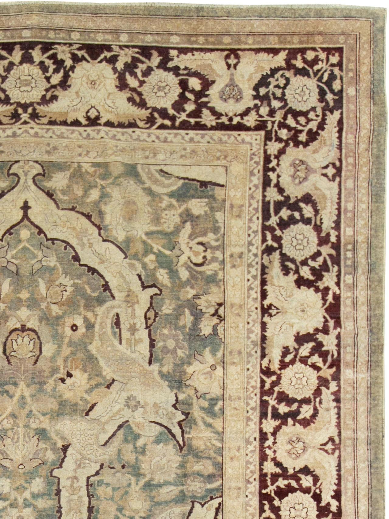 Hand-Knotted Antique Indian Agra Carpet For Sale