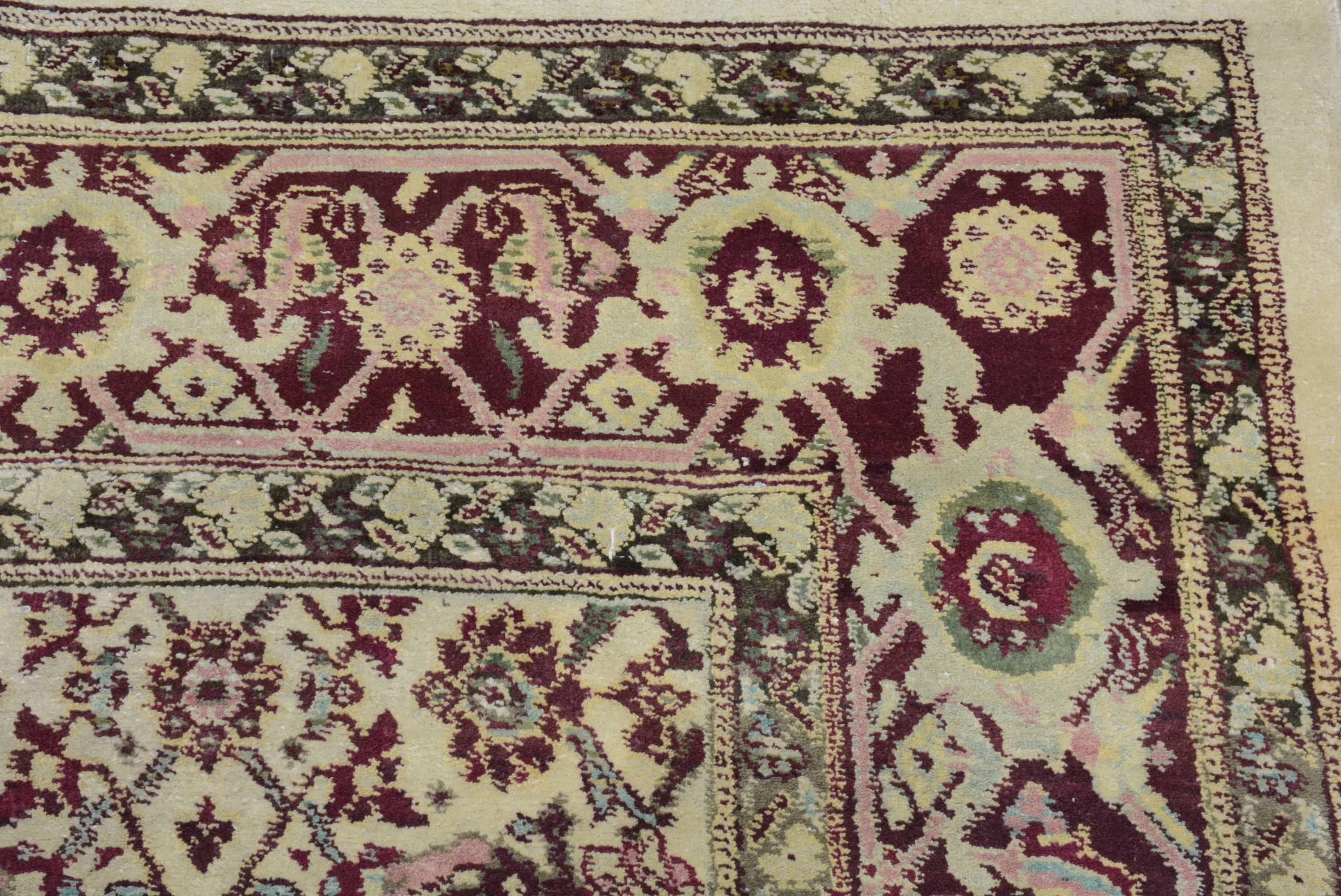 Late 19th Century Antique Indian Agra Carpet For Sale