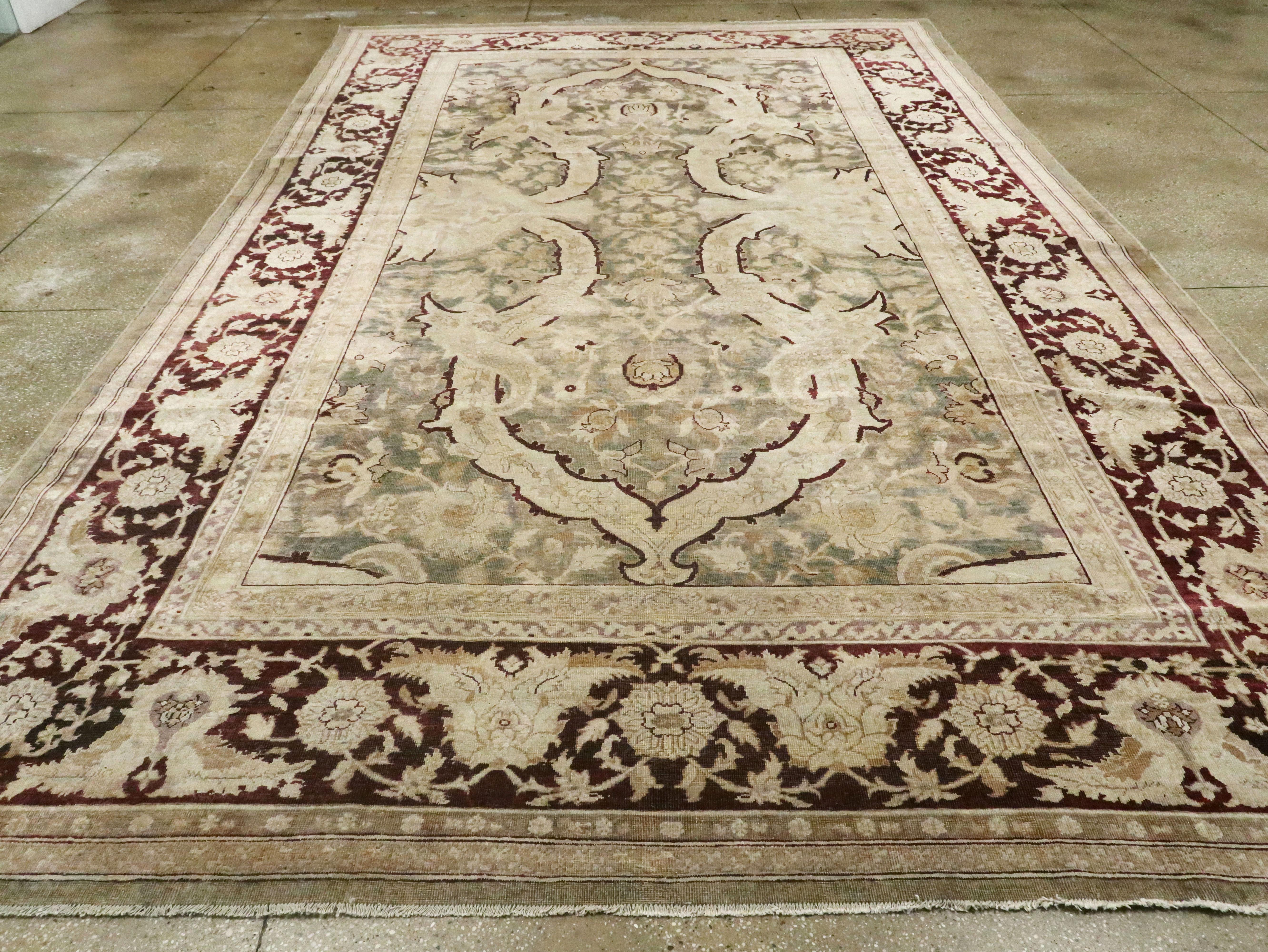 Antique Indian Agra Carpet In Good Condition For Sale In New York, NY