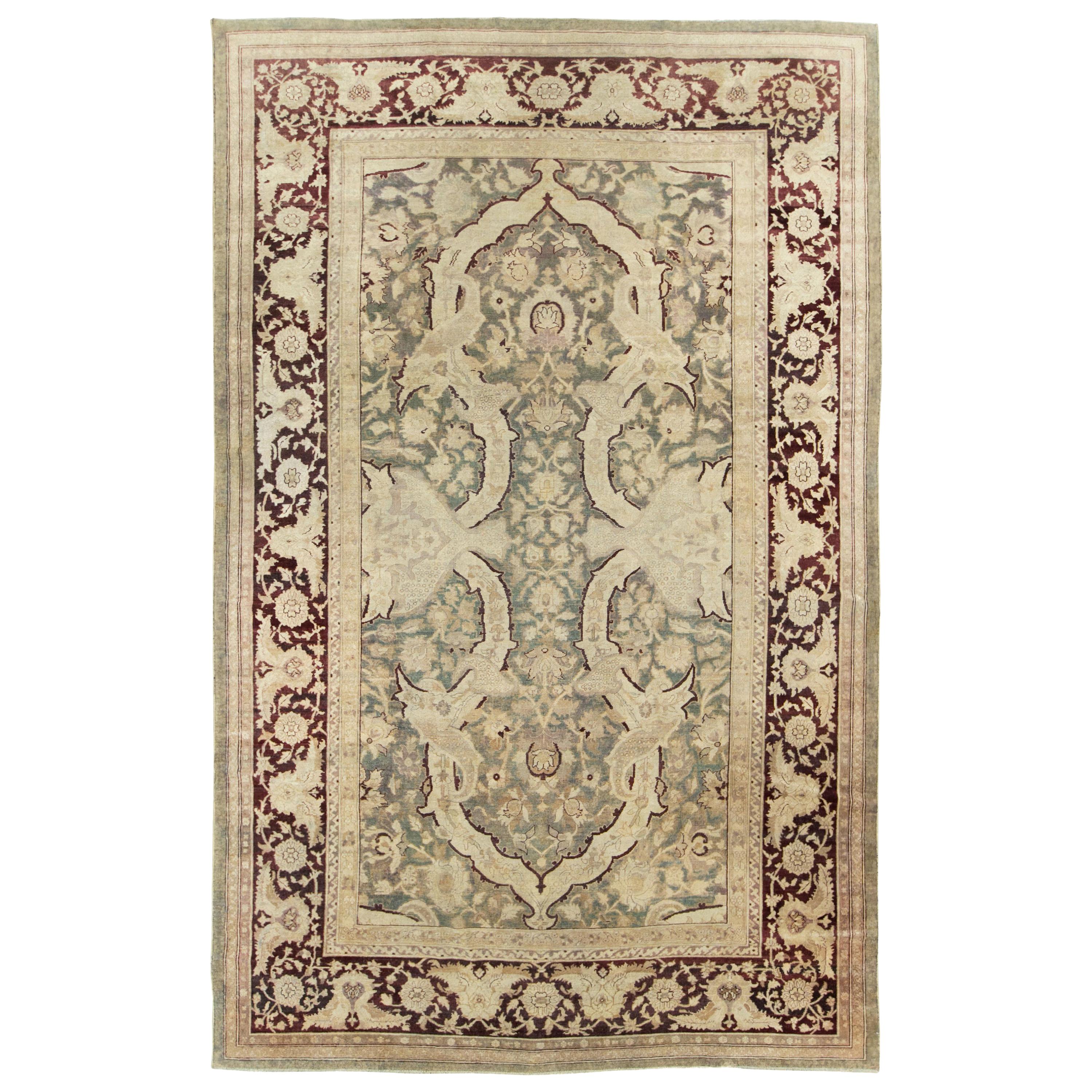 Antique Indian Agra Carpet For Sale