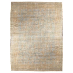 Antique Indian Agra Carpet, Handmade Oriental Rug, Light Blue, Gold, Ivory, Soft