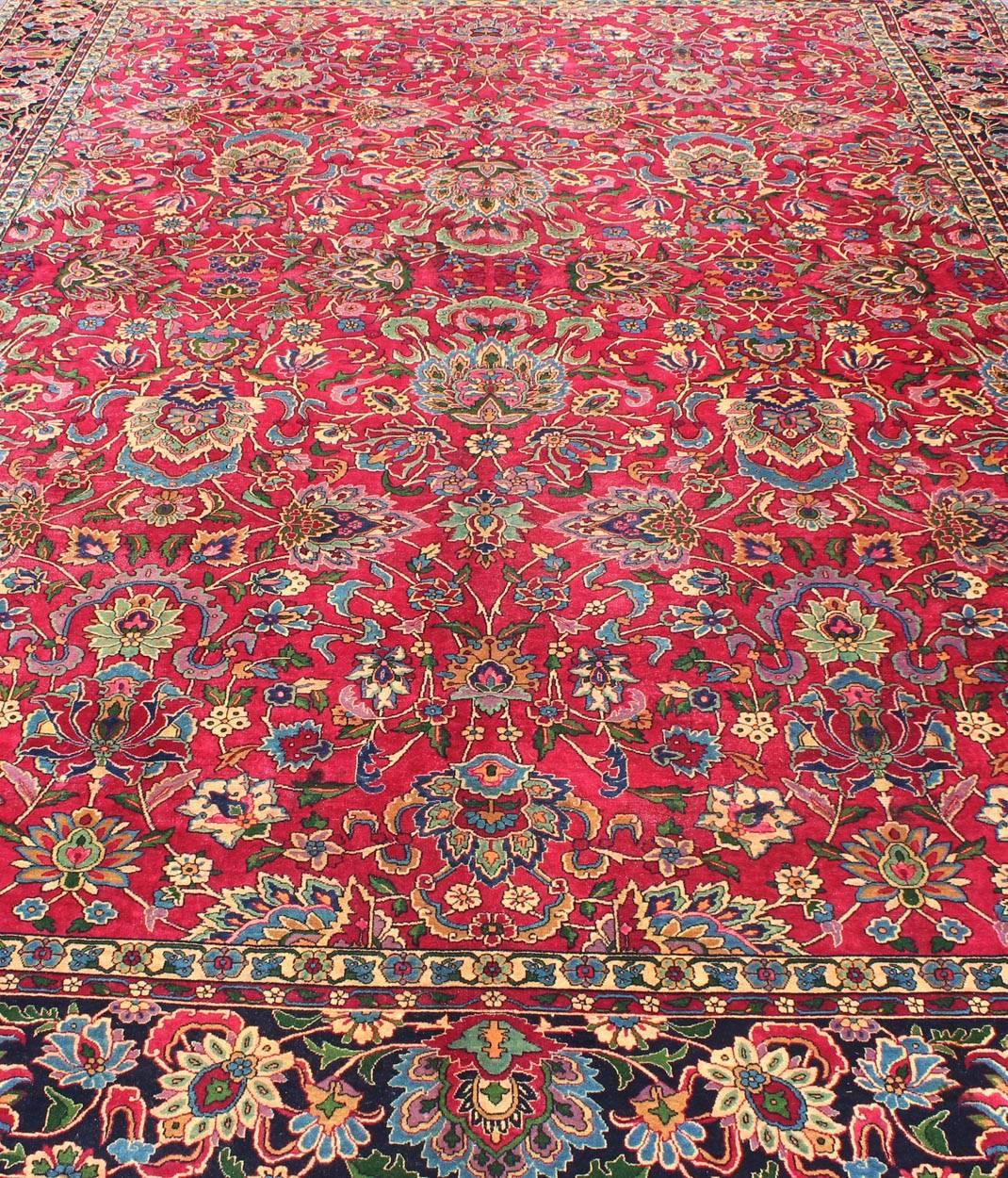 Antique Indian Agra Carpet with Raspberry Color and Fine Shinny Wool For Sale 5