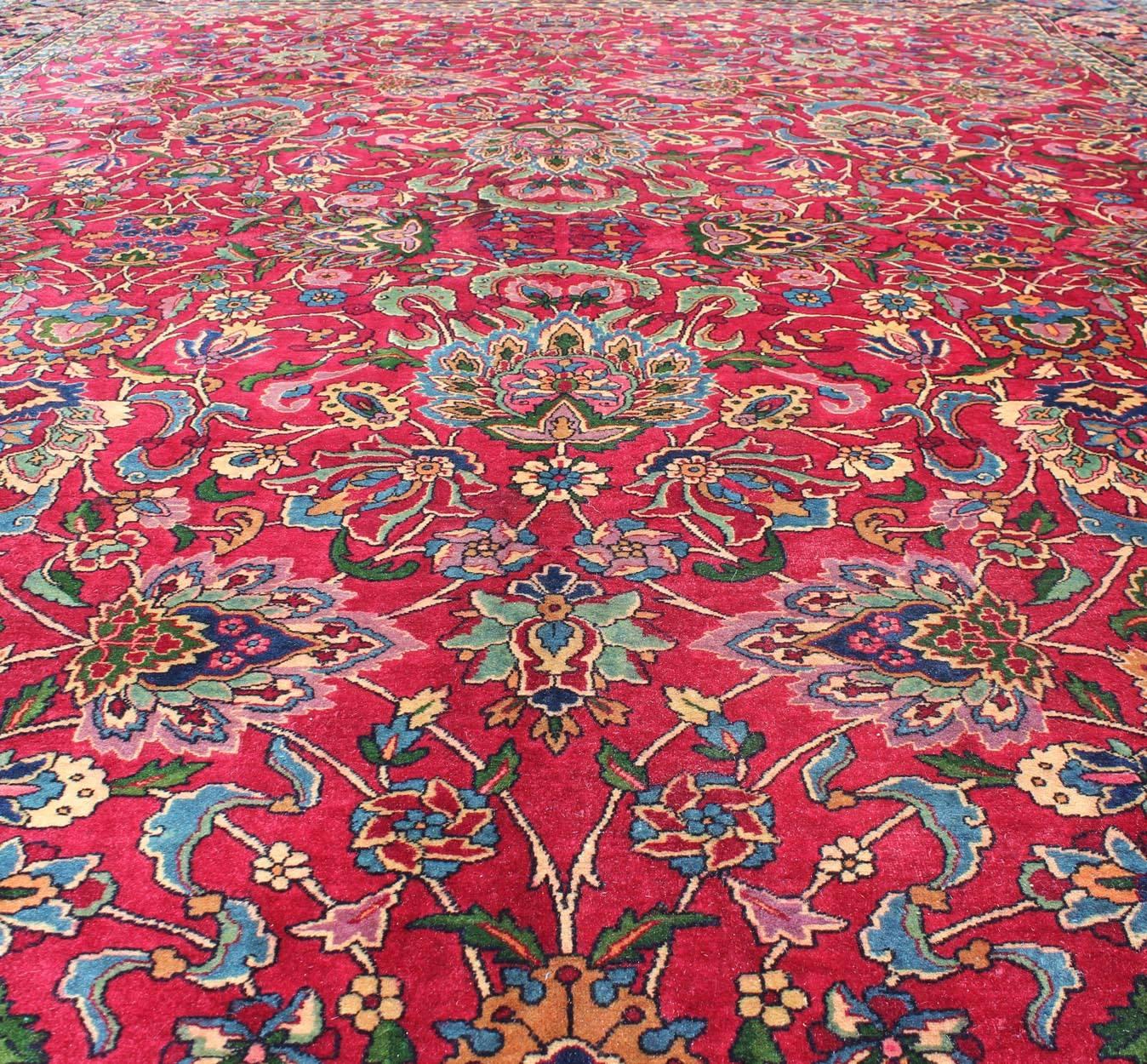 Antiker indischer Agra-Teppich mit Himbeerfarbener Farbe und feiner glänzender Wolle im Angebot 5