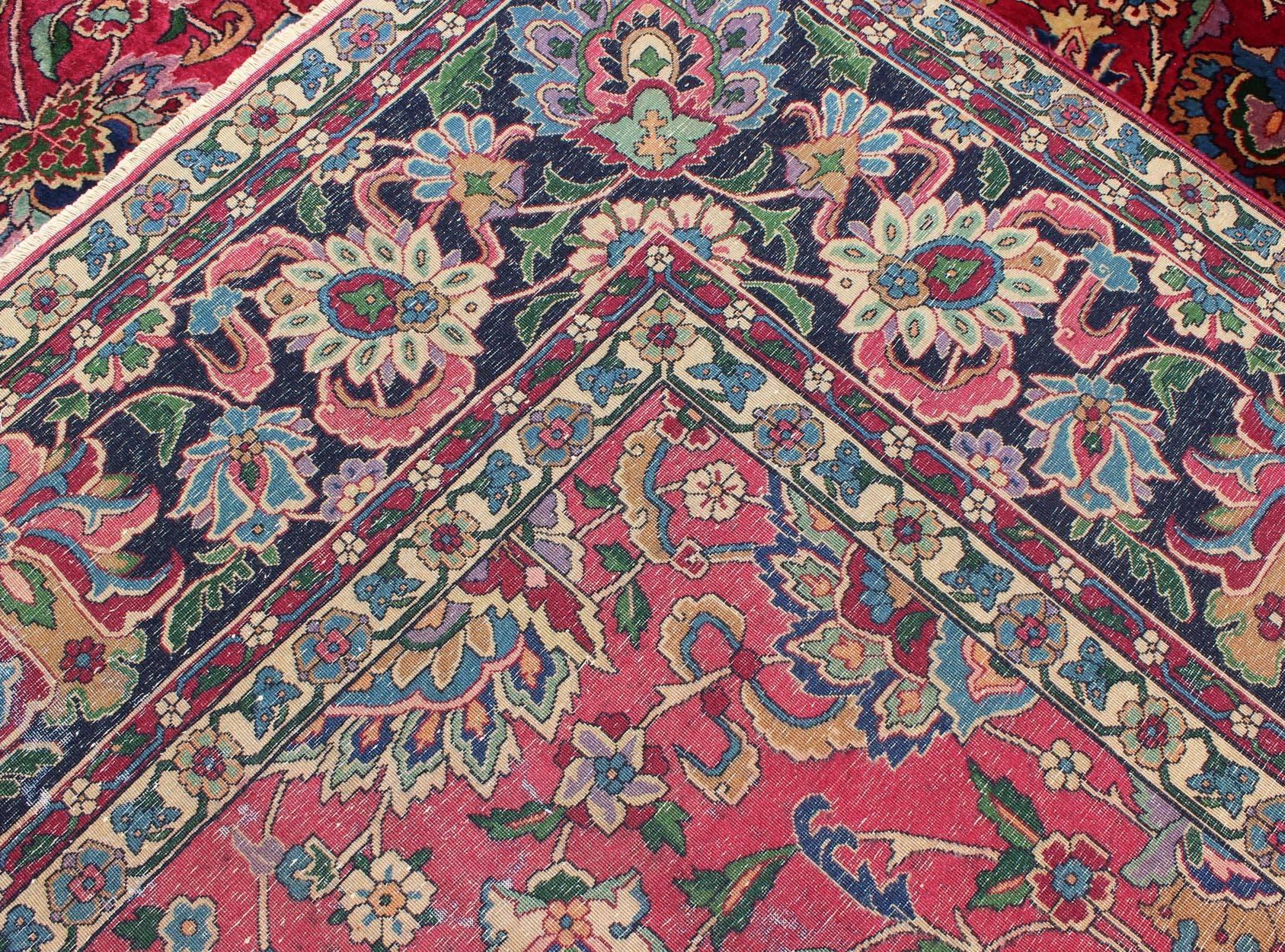 Antique Indian Agra Carpet with Raspberry Color and Fine Shinny Wool For Sale 8